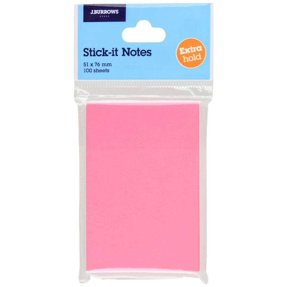 1 J.Burrows Stick-It Notes 51x76mm Neon Pink, 1 of 3