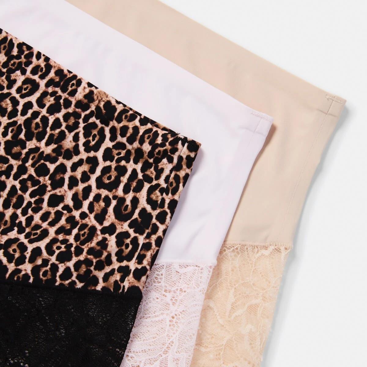 3 3 Pack No Show Lace Full Briefs LEOPARD, PINK CHALK, LIGHT FAWN, 3 of 8