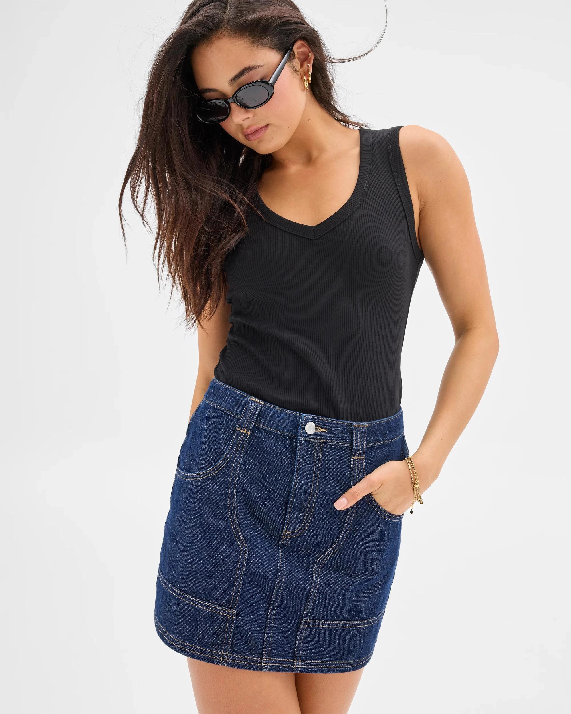 5 Patch Pocket Denim Mini Skirt - Lily Loves INDIGO, 5 of 8