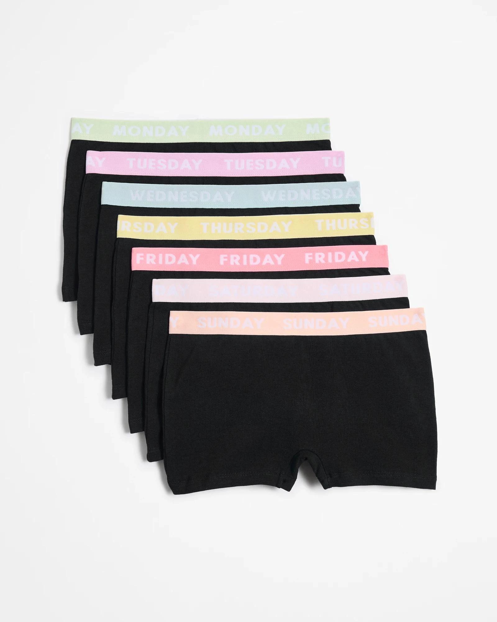 1 Girls Maxx Shorties 7 Pack - DOTW BLACK, 1 of 2
