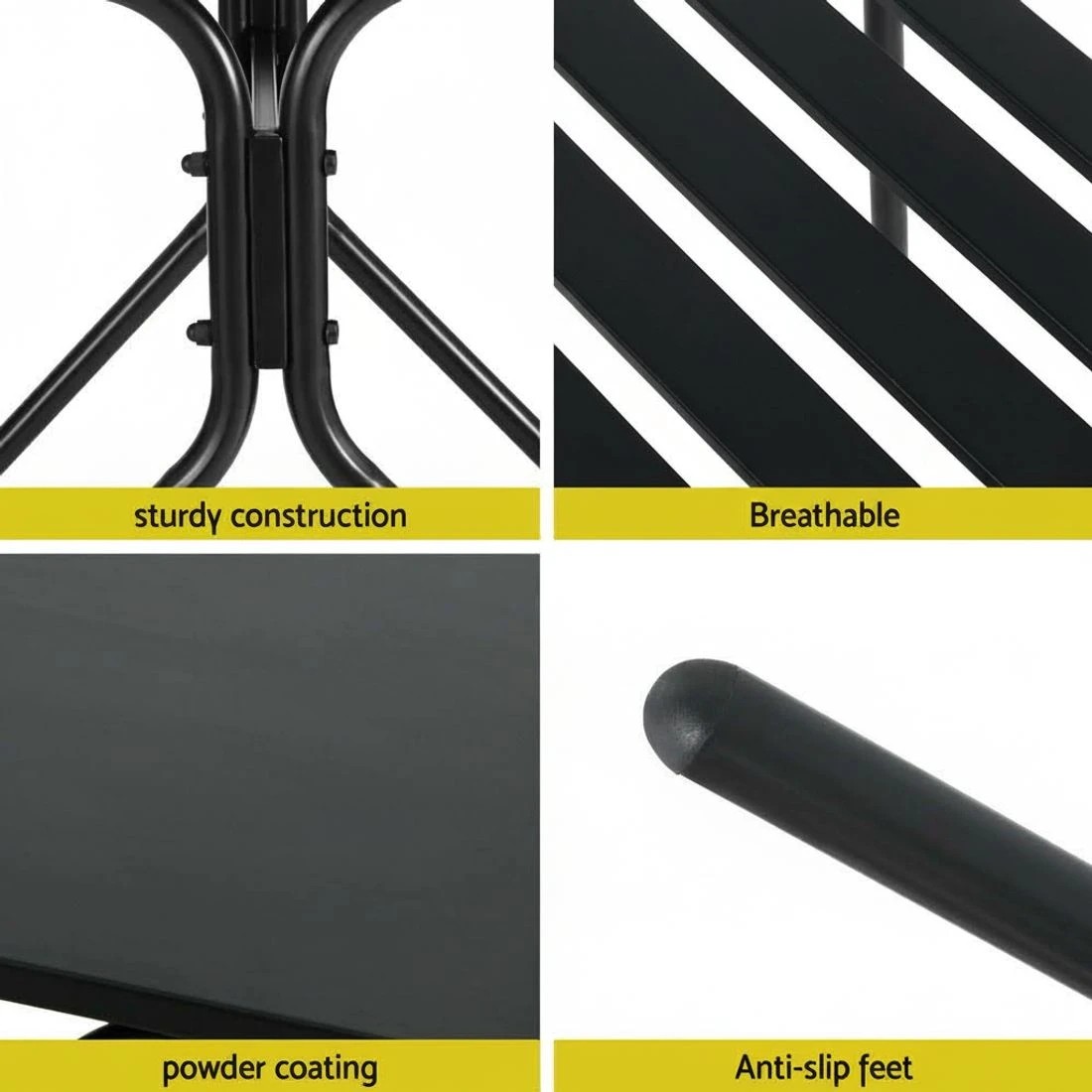 5 Gardeon 3PC Outdoor Bistro Set Patio Furniture Steel Table and Chairs - Black, 5 of 5