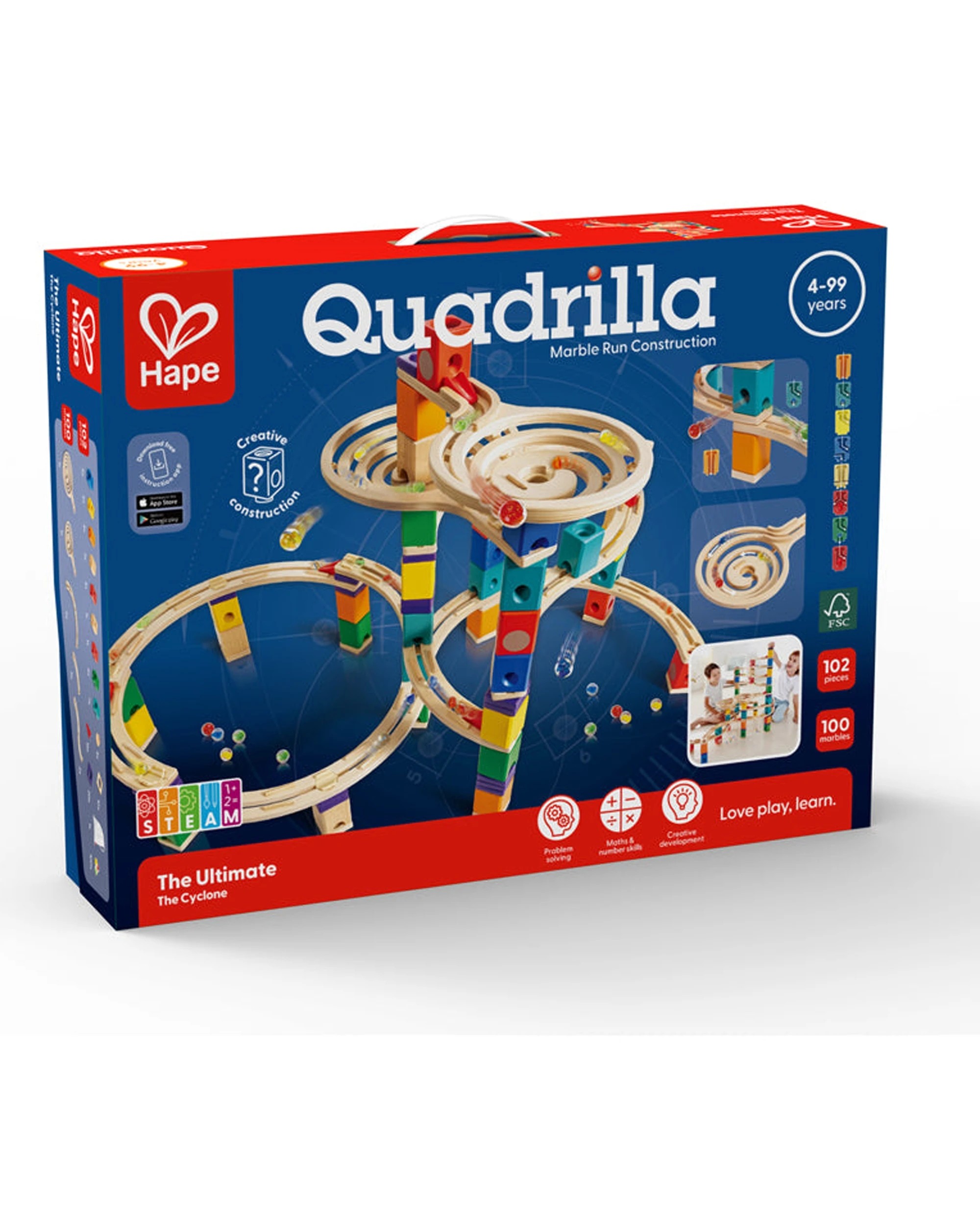 2 Hape Quadrilla The Ultimate Cyclone Marble Run Set W/ Funnels Kids Toy - Multi, 2 of 3