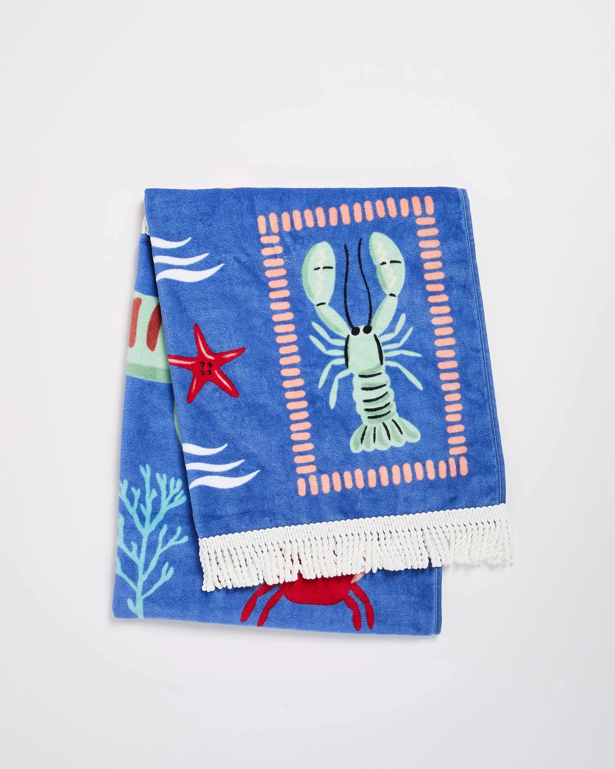 1 Target Australian Cotton Kids Beach Towel - Sea Creatures - Blue, 1 of 2