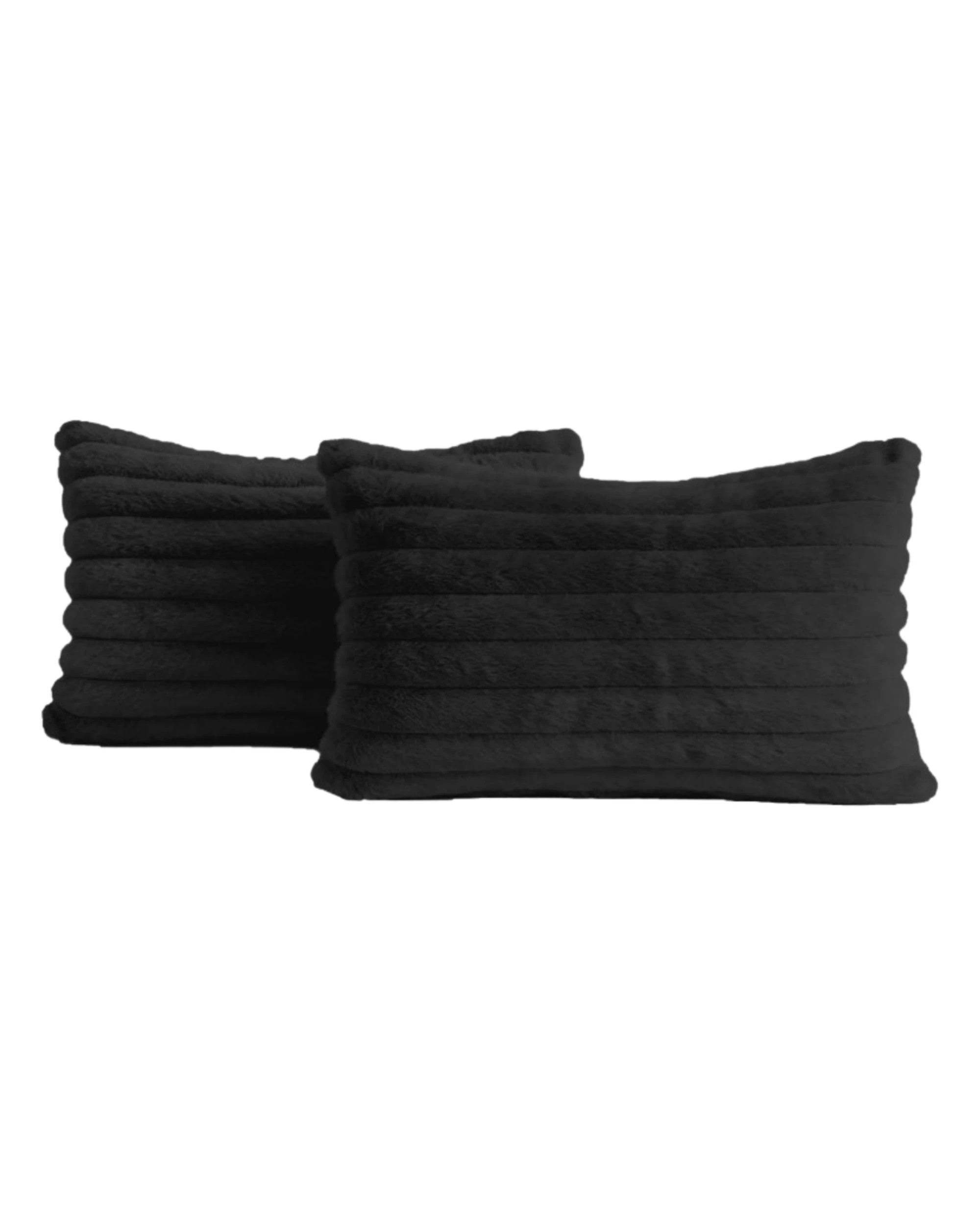 2 Gioia Casa 2-Pack Faux Fur Cushion Covers Soft 30x50cm - Black, 2 of 3