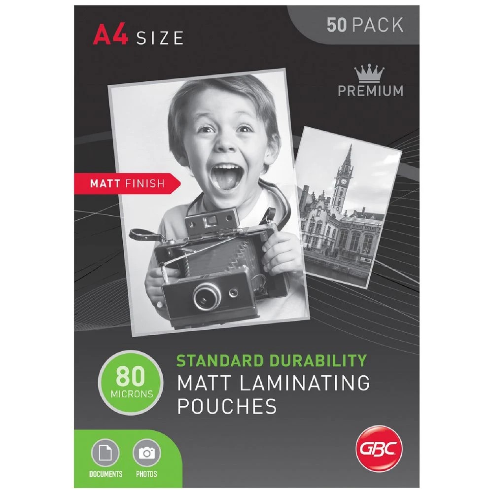 1 GBC Laminating Pouch A4 80 Micron Matte 50 Pack, 1 of 1