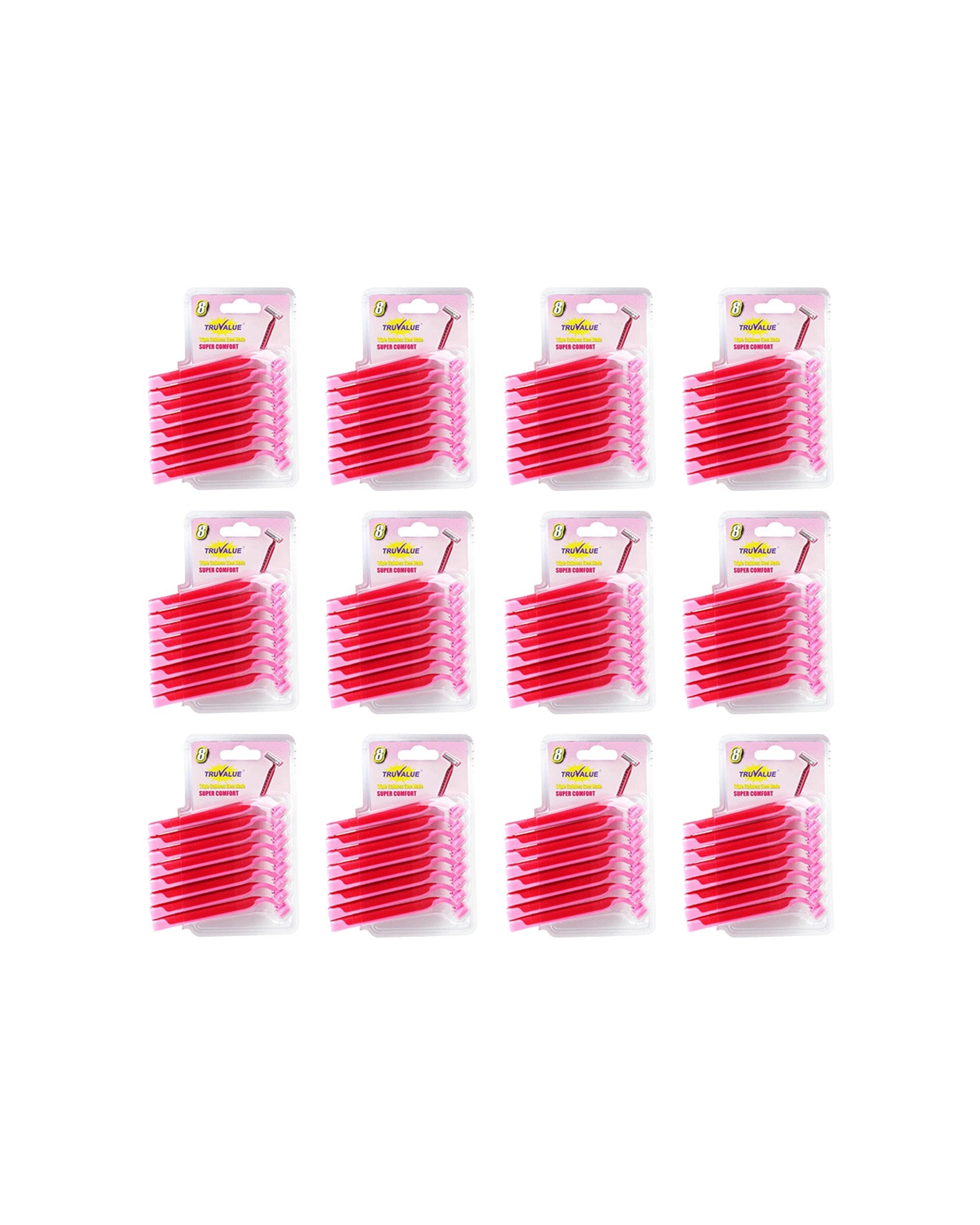 1 Truvalue Disposable Razors Triple Blade Shaving For Women Pack Of 96 Razors Kit - Multi, 1 of 3
