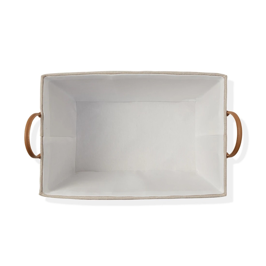 8 Linen Look Tapered Rectangle Basket - White and Beige, 8 of 8