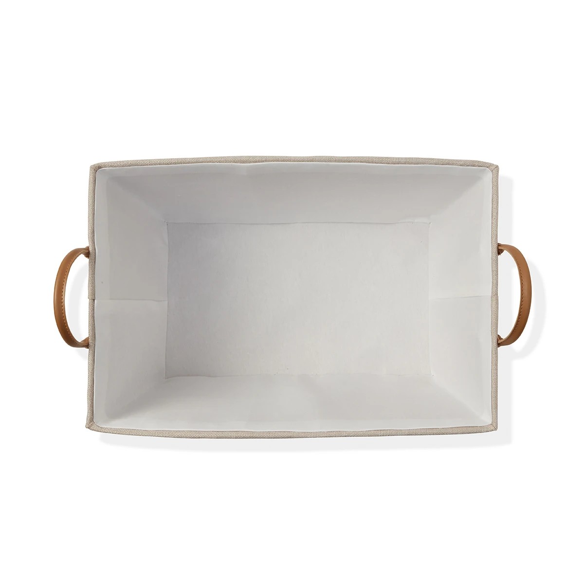 8 Linen Look Tapered Rectangle Basket - White and Beige, 8 of 8