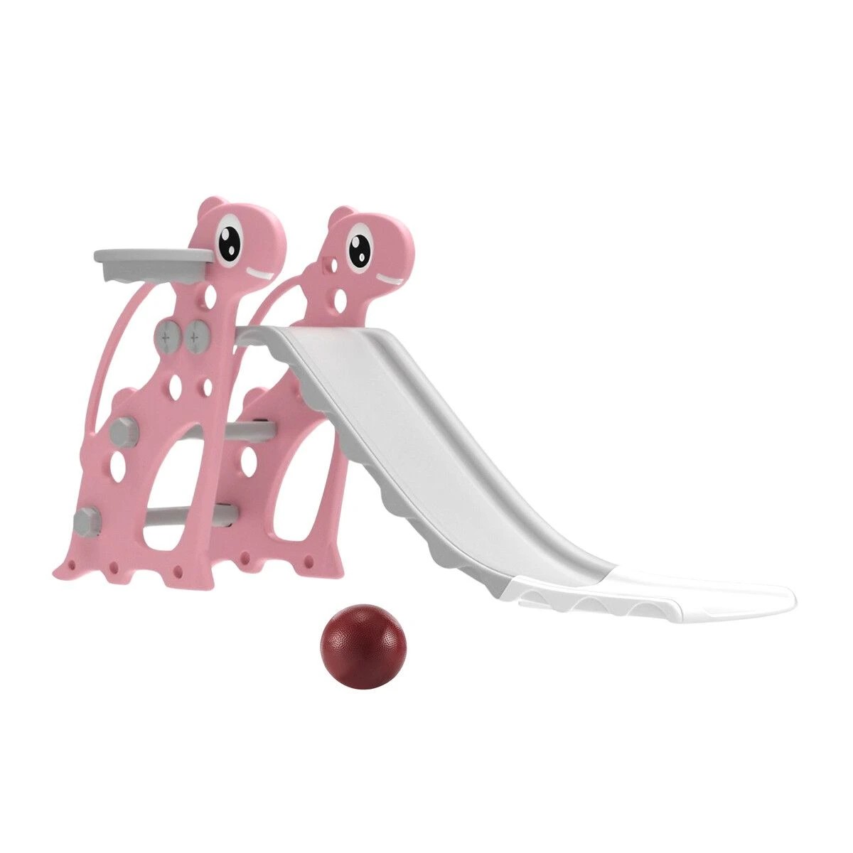 1 Kidbot 3 in 1 Kids Slide Set Climber Ladder Steps Basketball Hoop, 1 of 4