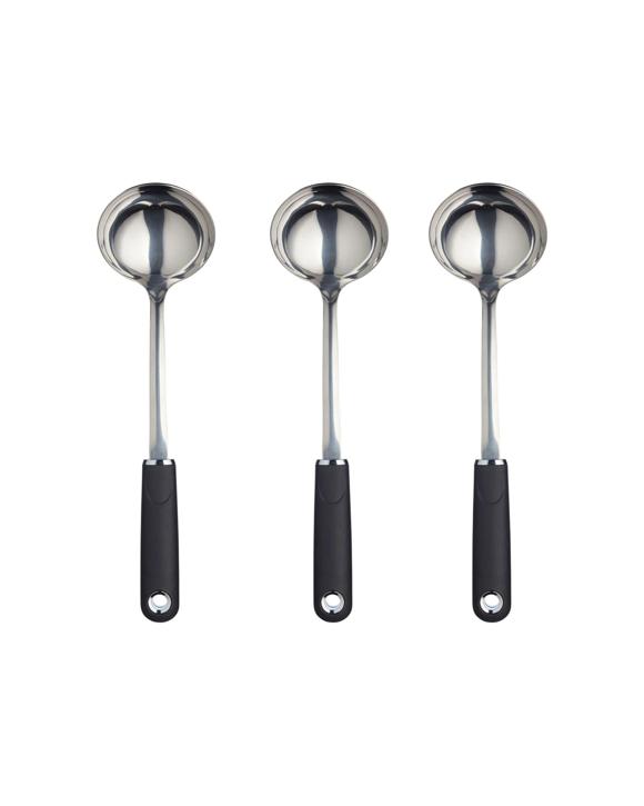 Mastercraft 3PK Soft Grip Stainless Steel Soup Ladle 34cm - Black