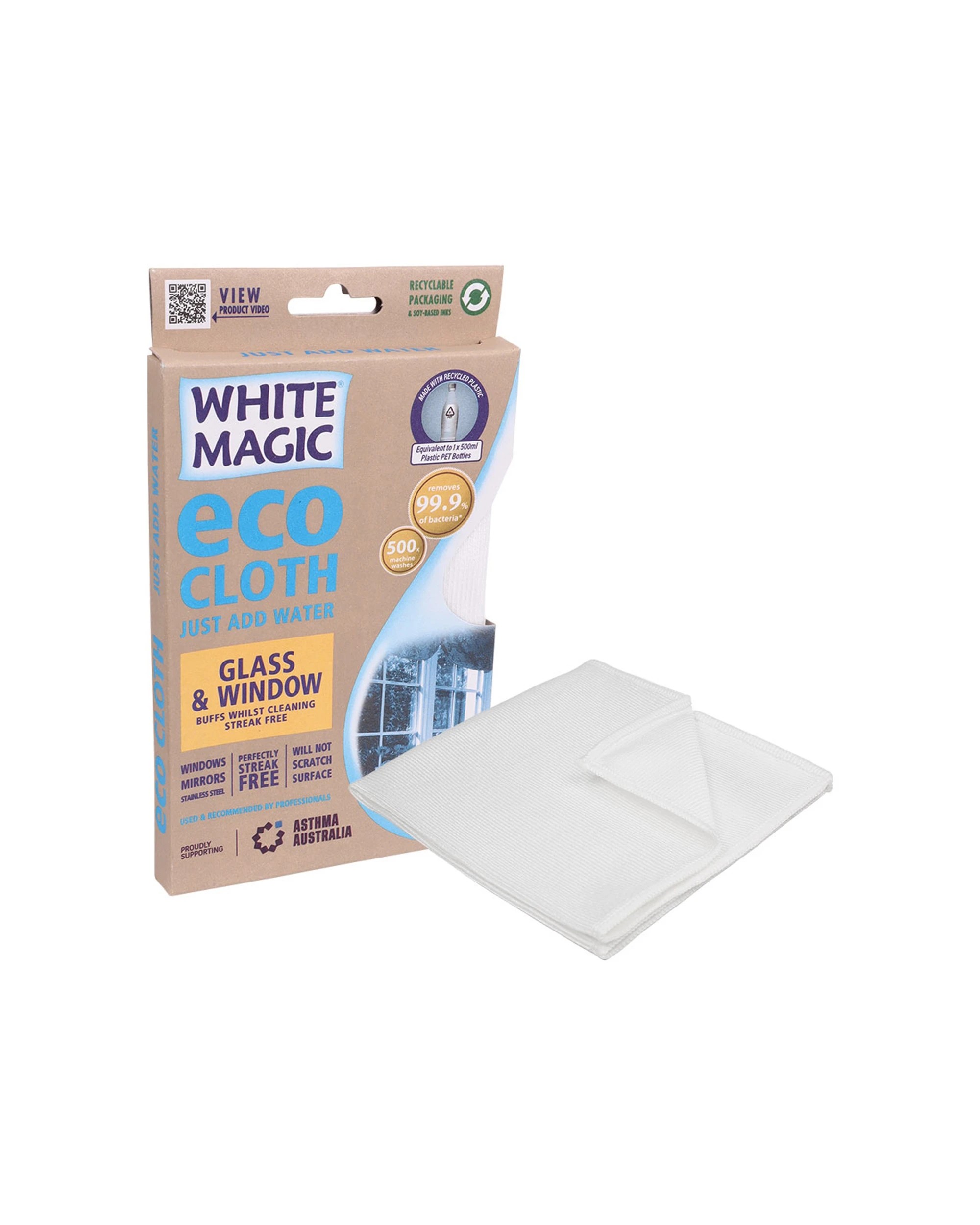 2 White Magic Microfibre Glass And Window Eco Cloth 32 X 32cm 1 Pack - White, 2 of 4