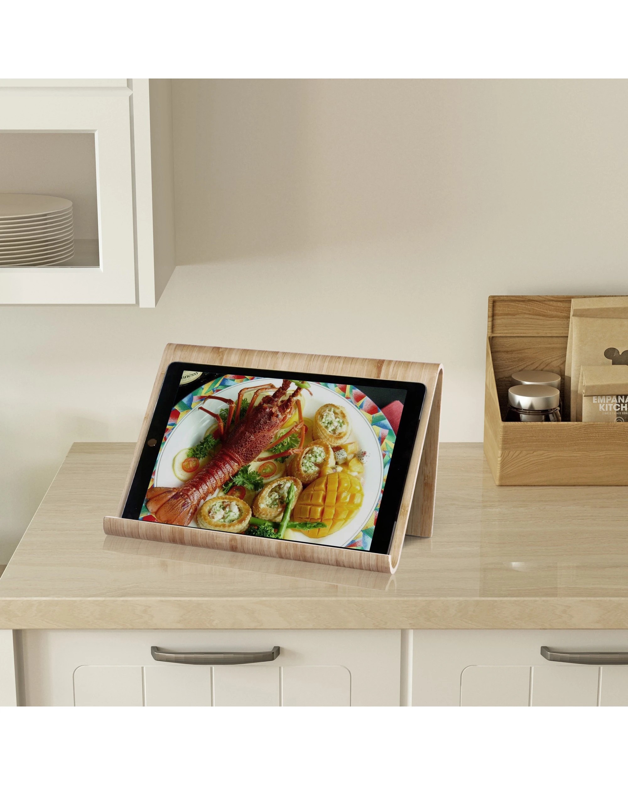 3 Sherwood Home Kitchen Cook Book and Ipad/Tablet Stand 26x16x16cm - Natural Brown, 3 of 3