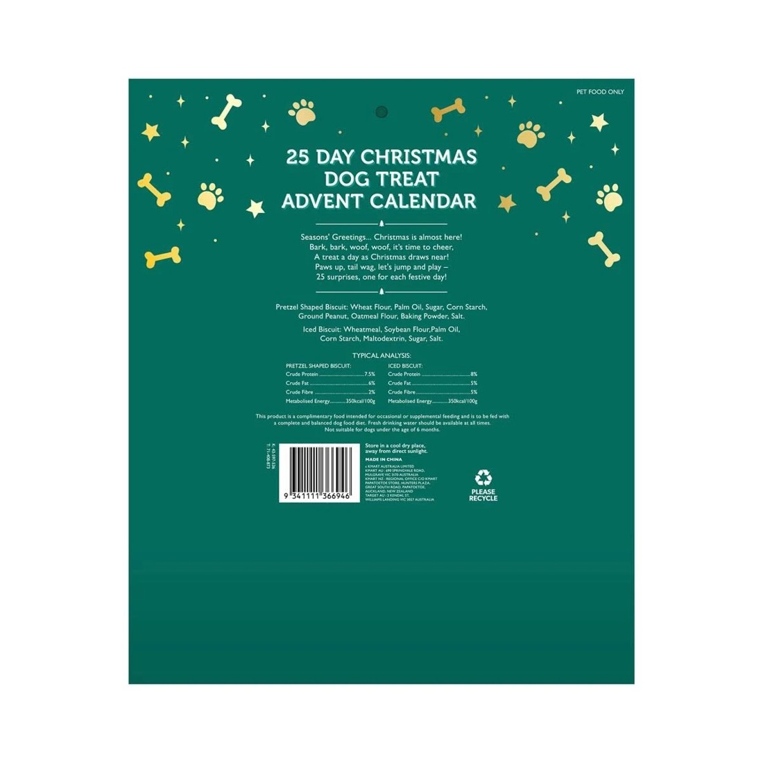 2 25 Day Christmas Dog Treat Advent Calender, 2 of 2