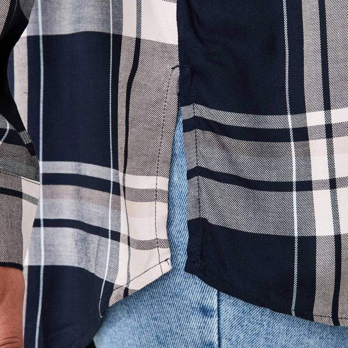 6 Curve Long Sleeve Check Shirt Navy Check, 6 of 6