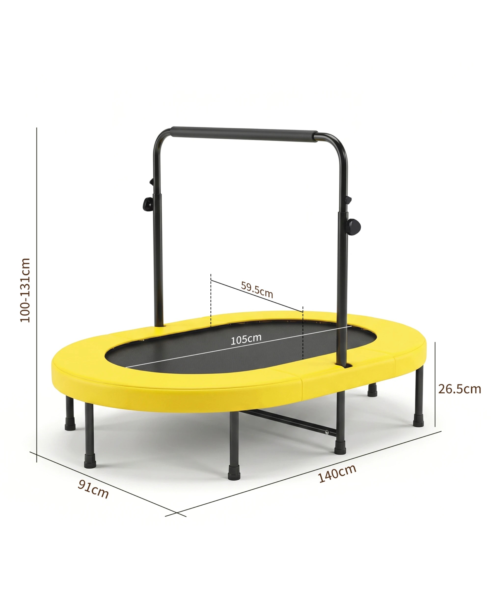 8 Advwin 2-Person Mini Trampoline for Adults Kids 55" Fitness Rebounder with 5-Level Adjustable Handle, Max Load 150kg, 8 of 8