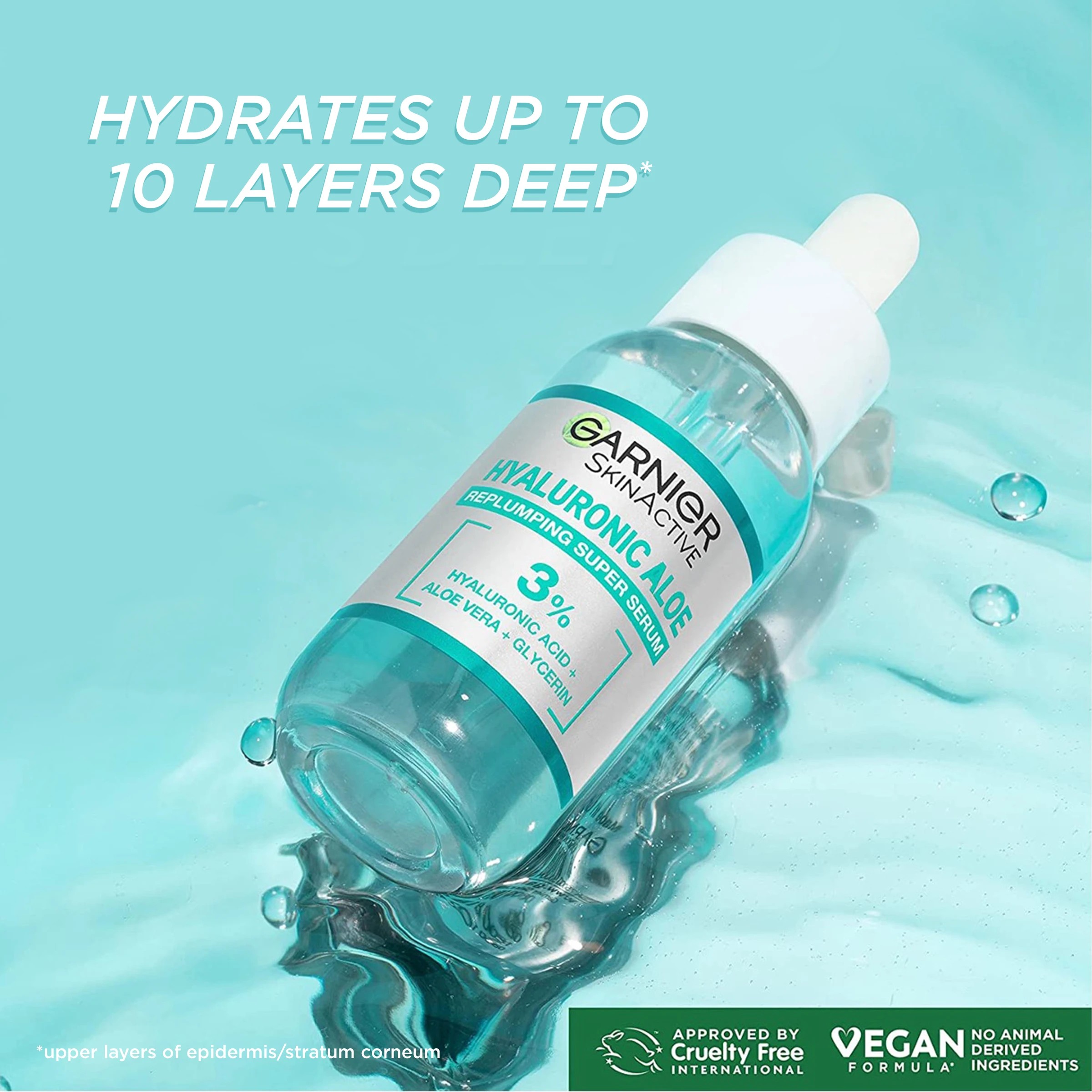 3 Garnier SkinActive Hyaluronic Aloe Replumpling Serum - 3% Glycerin, Hyaluronic Acid and Aloe Vera, 3 of 10