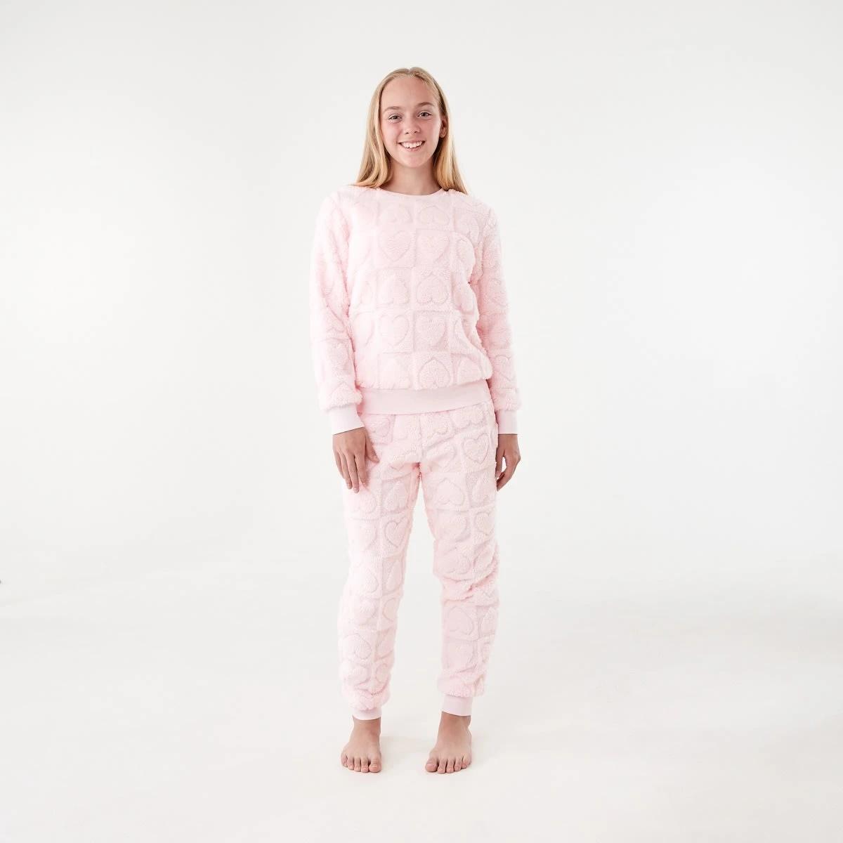 1 Fluffy Pyjama Set Pnk Hearts, 1 of 8