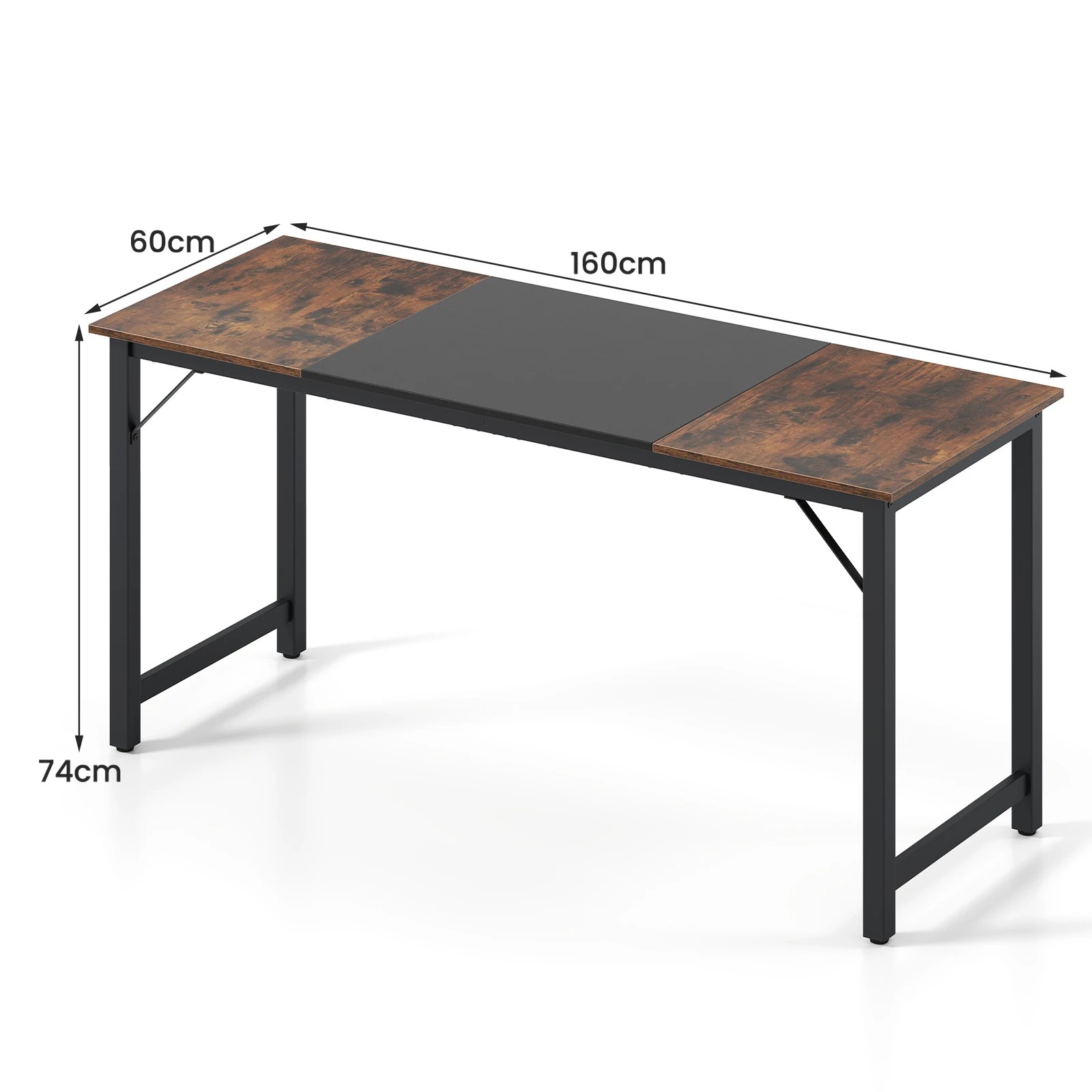 2 Costway 160cm Industrial Computer Desk Large Office Executive Desk, 2 of 7