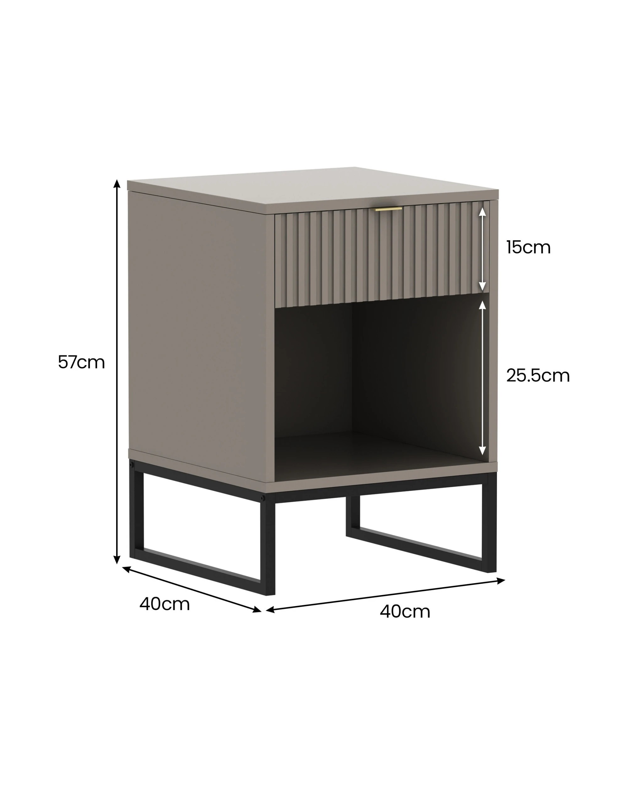 2 Sarantino Elton Fluted Bedside Table - Grey, 2 of 8