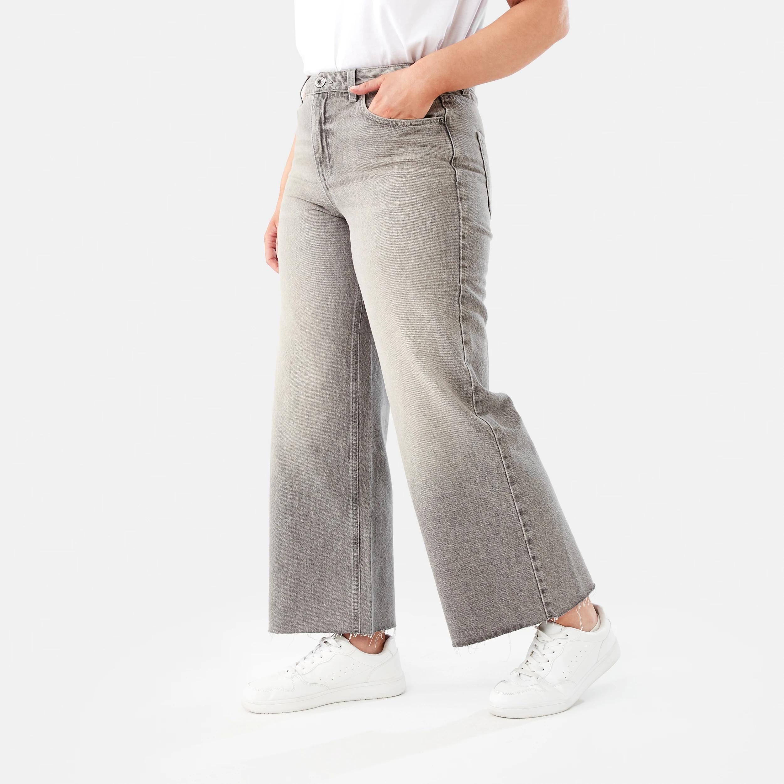 3 Wide Leg Raw Hem Jeans FADED TAUPE, 3 of 9
