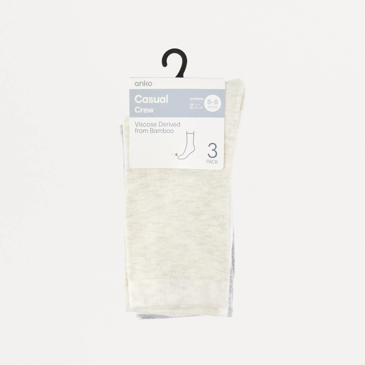 3 3 Pack Bamboo Crew Socks NEUTRAL, 3 of 3