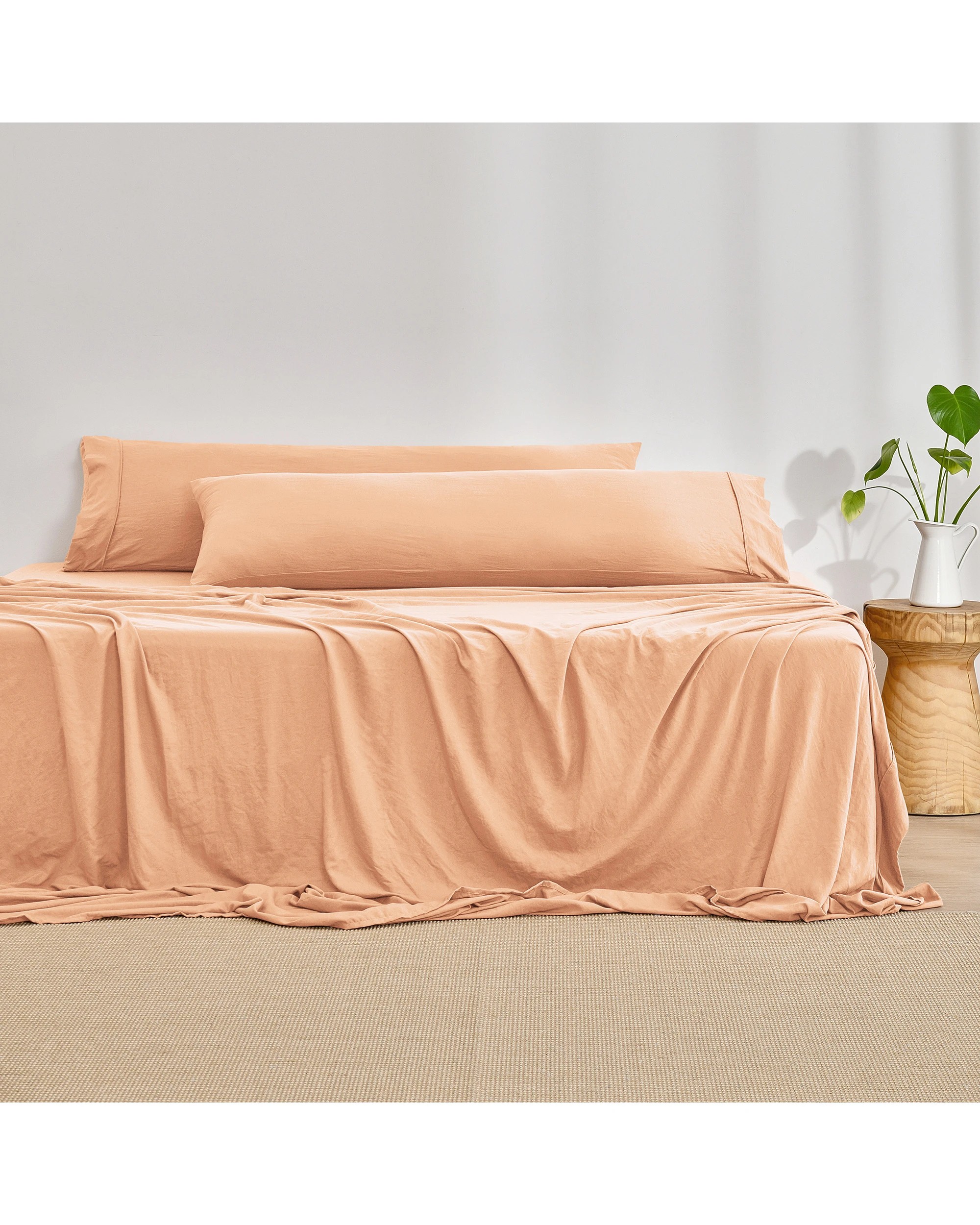 1 Dreamaker Superfine Washed Microfibre Body Pillowcase Twin Pack - Peach, 1 of 5