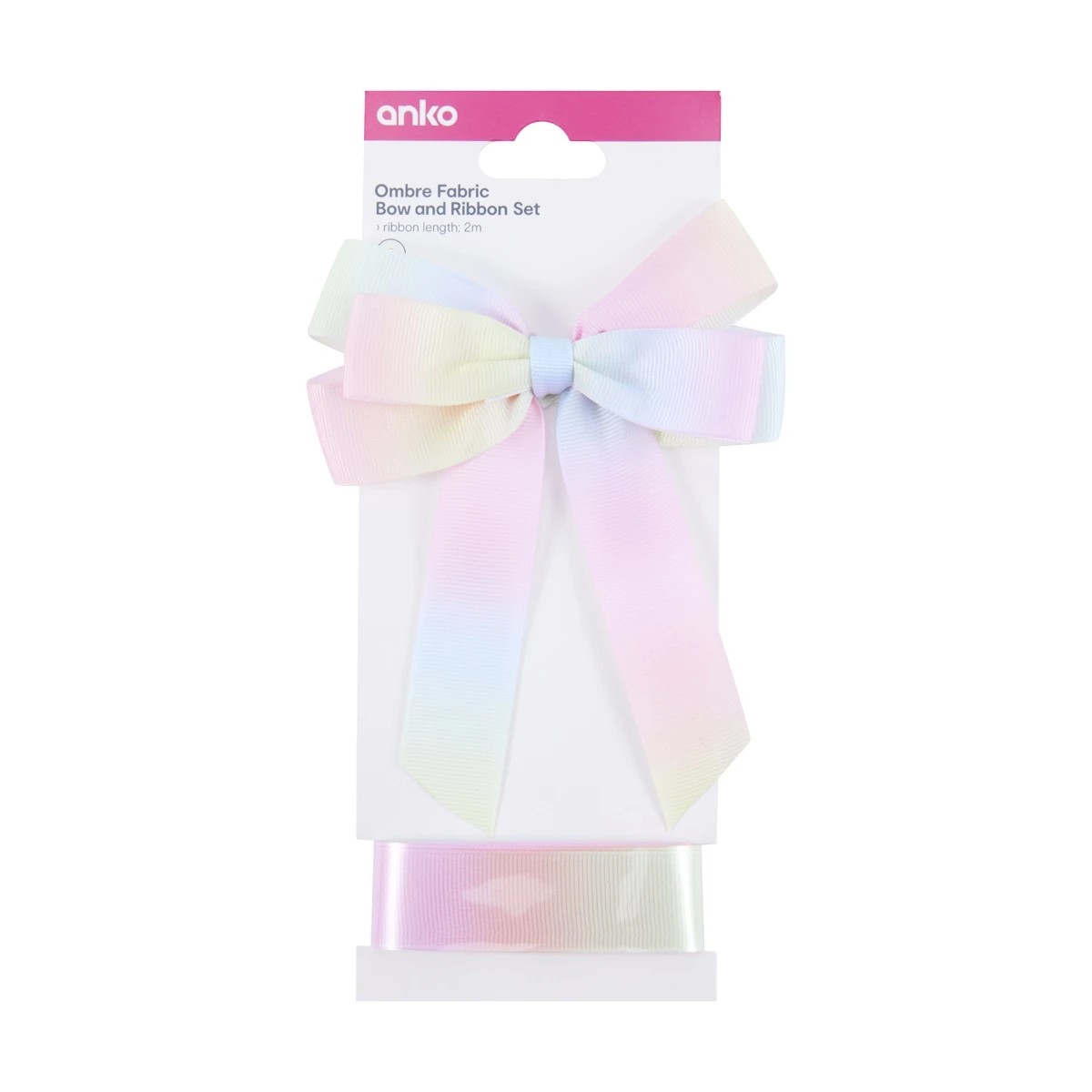 1 2 Piece Fabric Bow and Ribbon Set - Ombre, 1 of 4