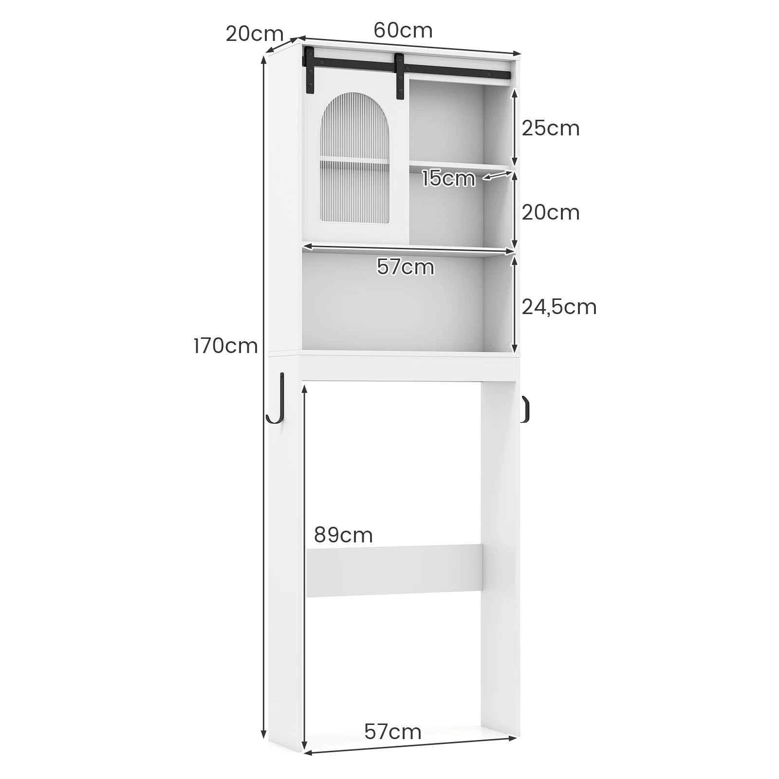 2 Costway Over the Toilet Storage Cabinet Farmhouse Bathroom Organizer w/Sliding Barn Door, 2 of 6