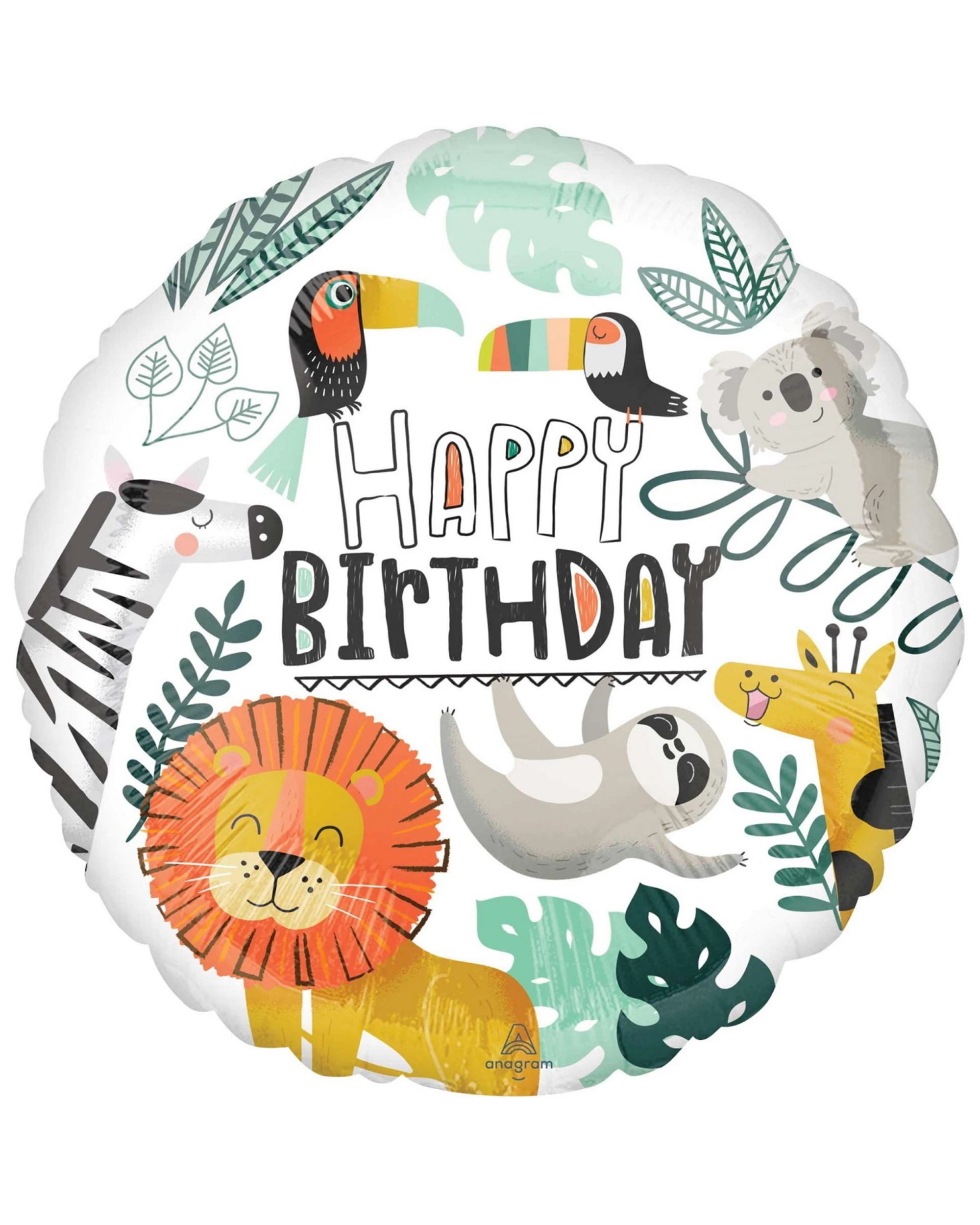 1 Anagram Get Wild Jungle Happy Birthday Foil Helium Balloon, 1 of 1