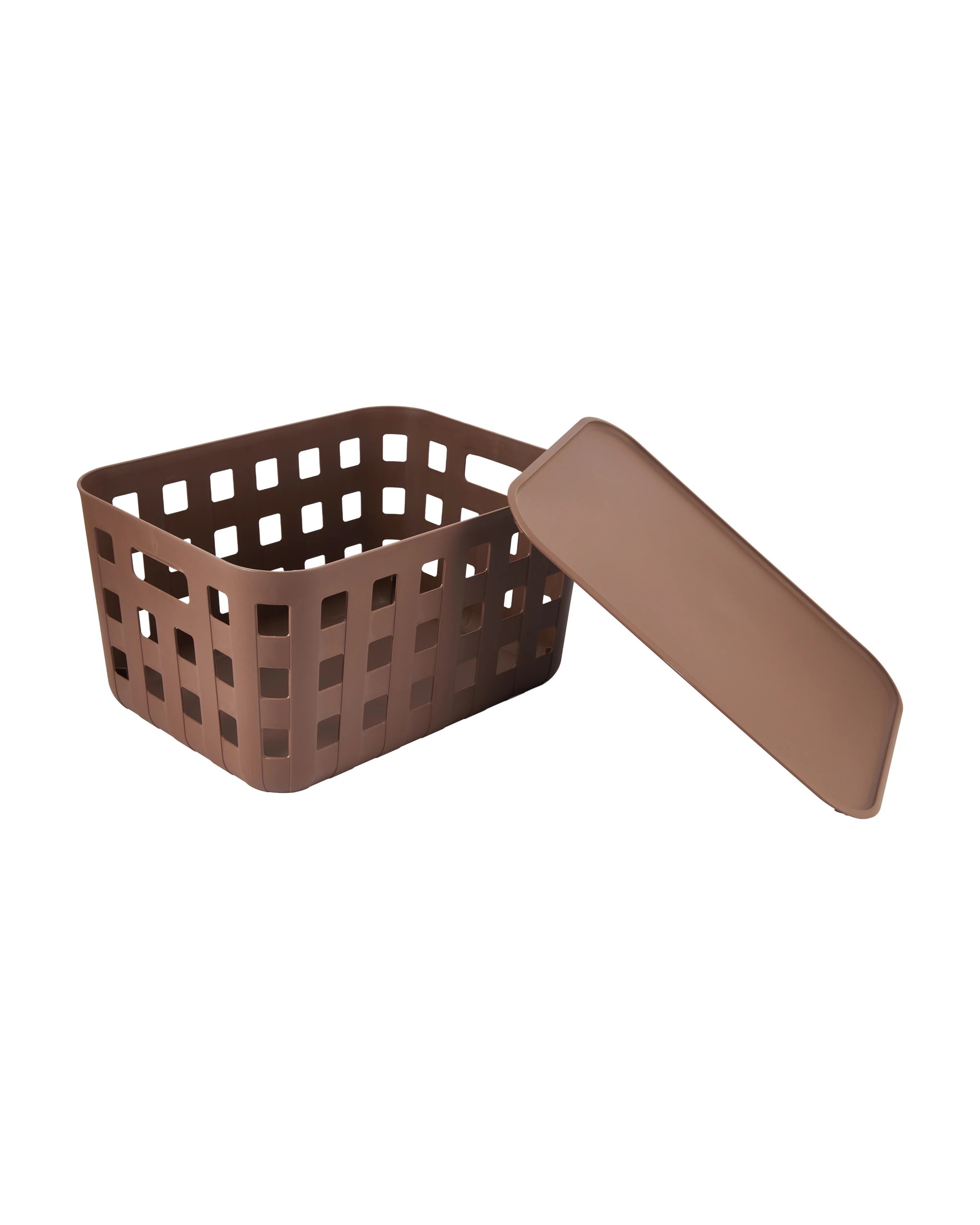 3 28L Rectangle Trellis Basket with Lid - Chocolate, 3 of 8