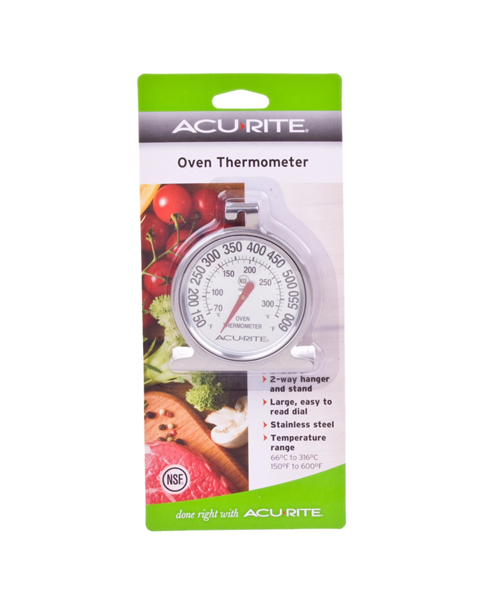 1 AcuRite Oven Thermometer 3010, Stainless Steel Dial 66C–316C - Silver, 1 of 1