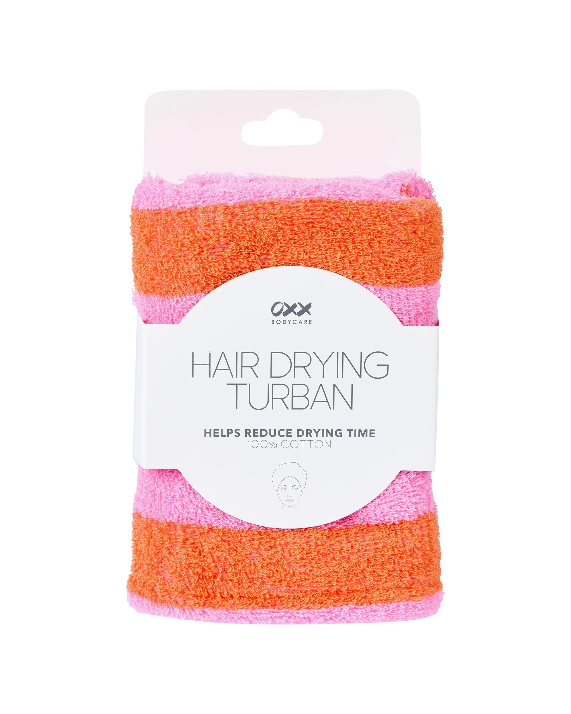 3 OXX Bodycare Hair Drying Turban - Pink and Orange, 3 of 3