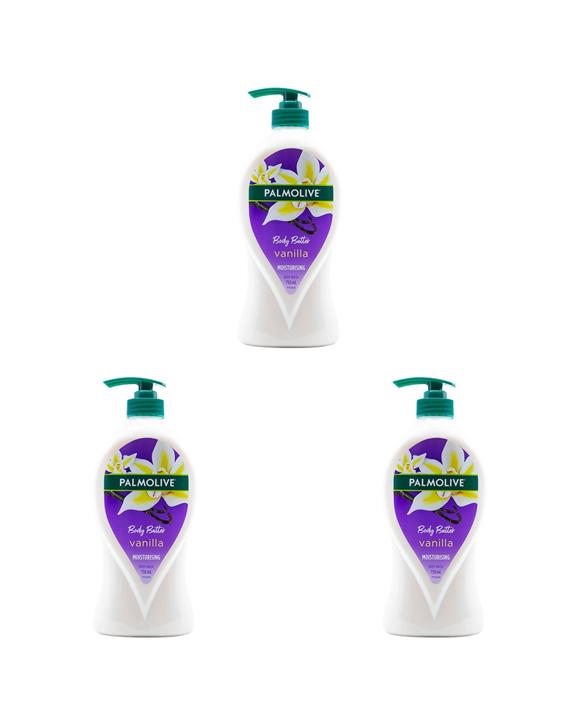 Palmolive 3PK Moisturising Bodywash 750ml Body Butter Vanilla Scent - White