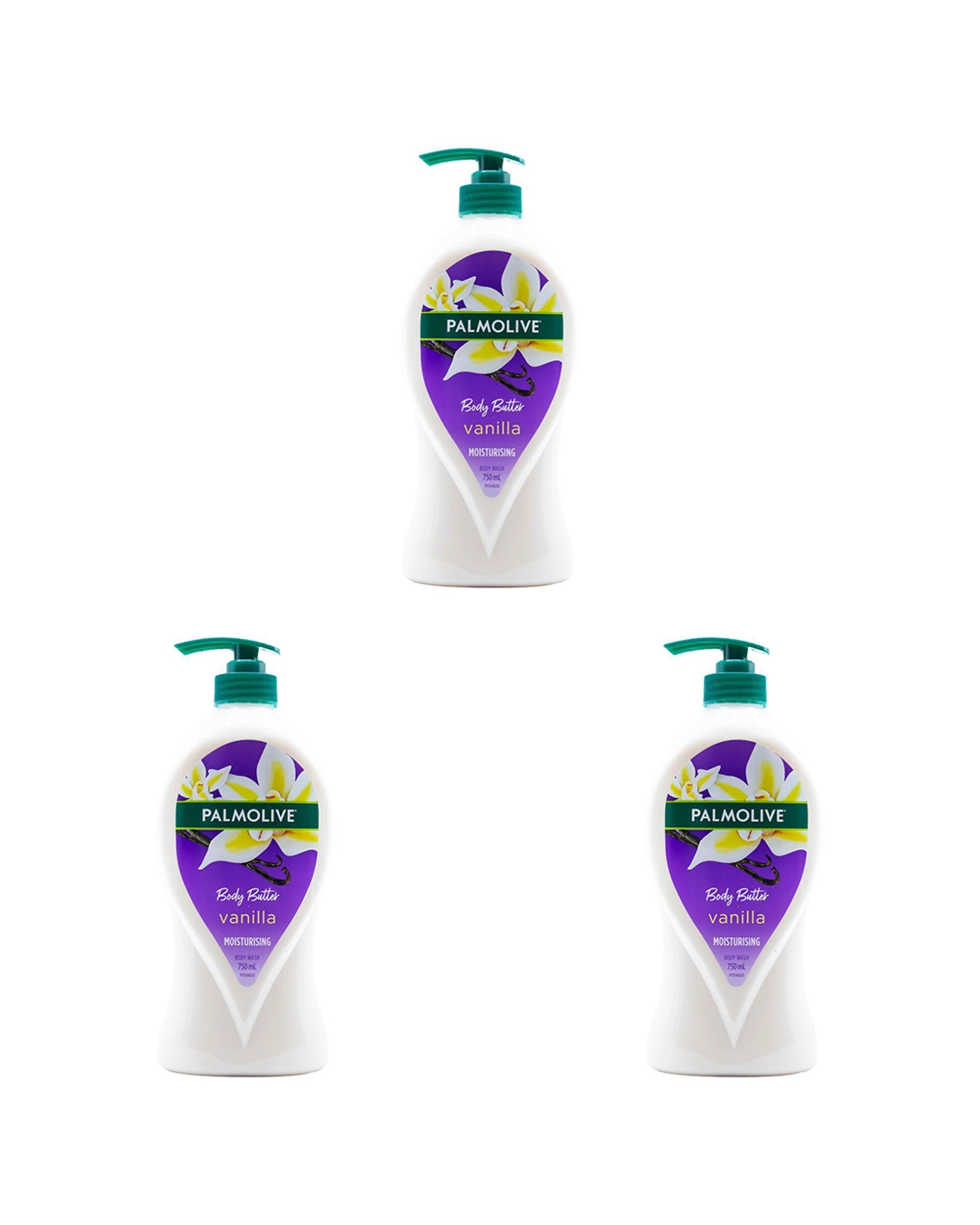 1 Palmolive 3PK Moisturising Bodywash 750ml Body Butter Vanilla Scent - White, 1 of 3