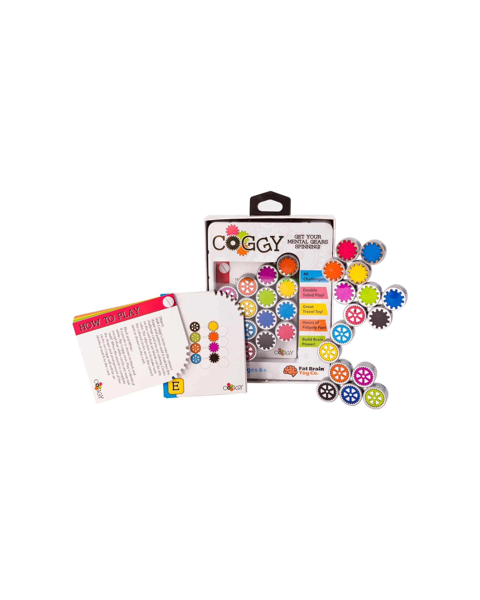 2 Fat Brain Toy Co. Coggy Folding Clicking Gears Puzzle Brain Teaser 40 Cards Kids Game - Multi, 2 of 8