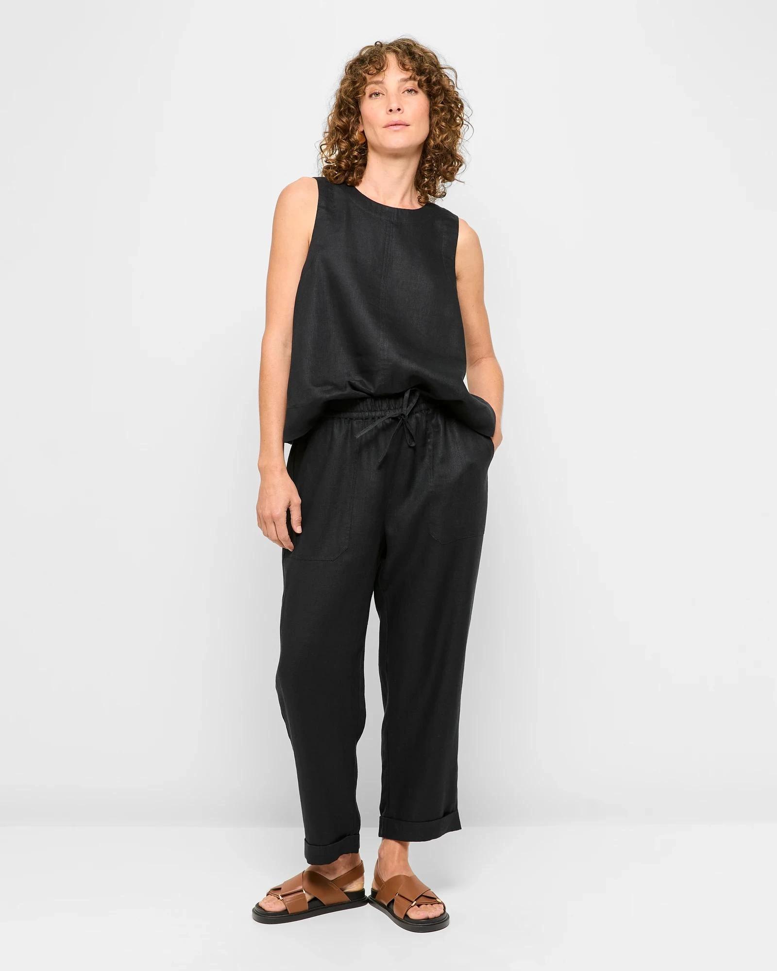 2 Target European Linen Tank Top BLACK, 2 of 5