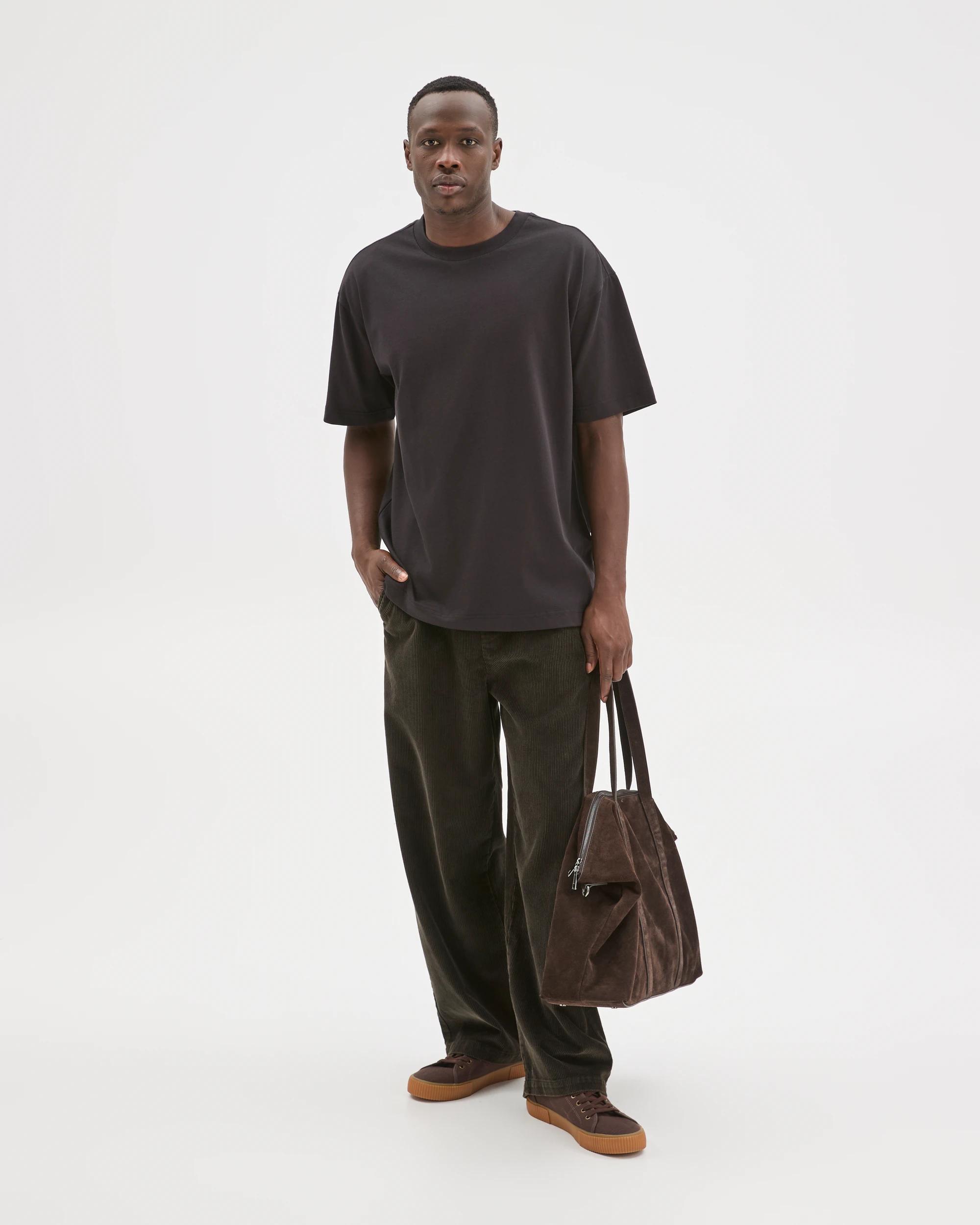 1 Commons Australian Cotton Elastic Waist Loose Fit Corduroy Pants BLACK, 1 of 7