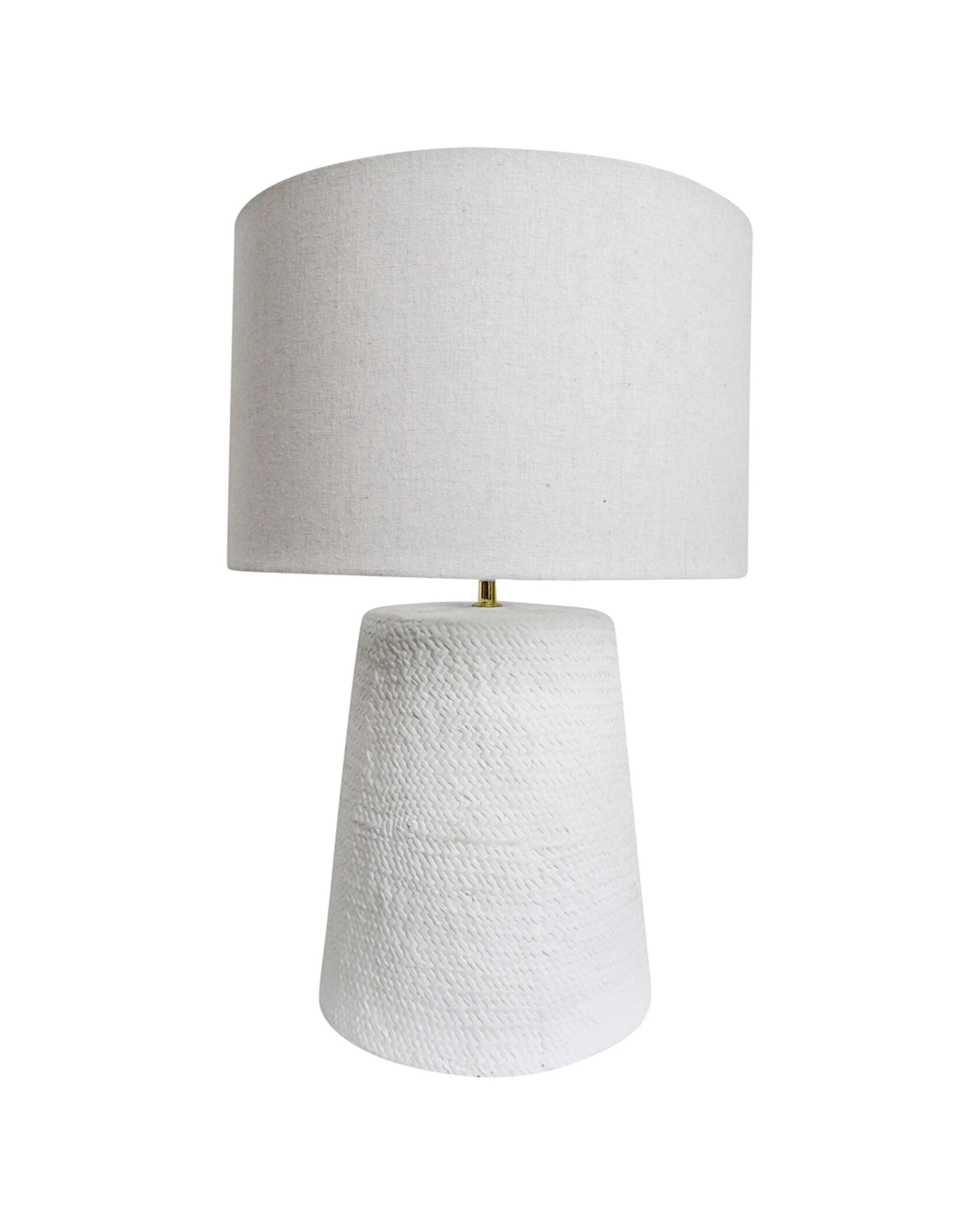 2 LVD Linen Shade Lamp Plantation Tabletop Light Concrete Base 42x65cm - White, 2 of 2