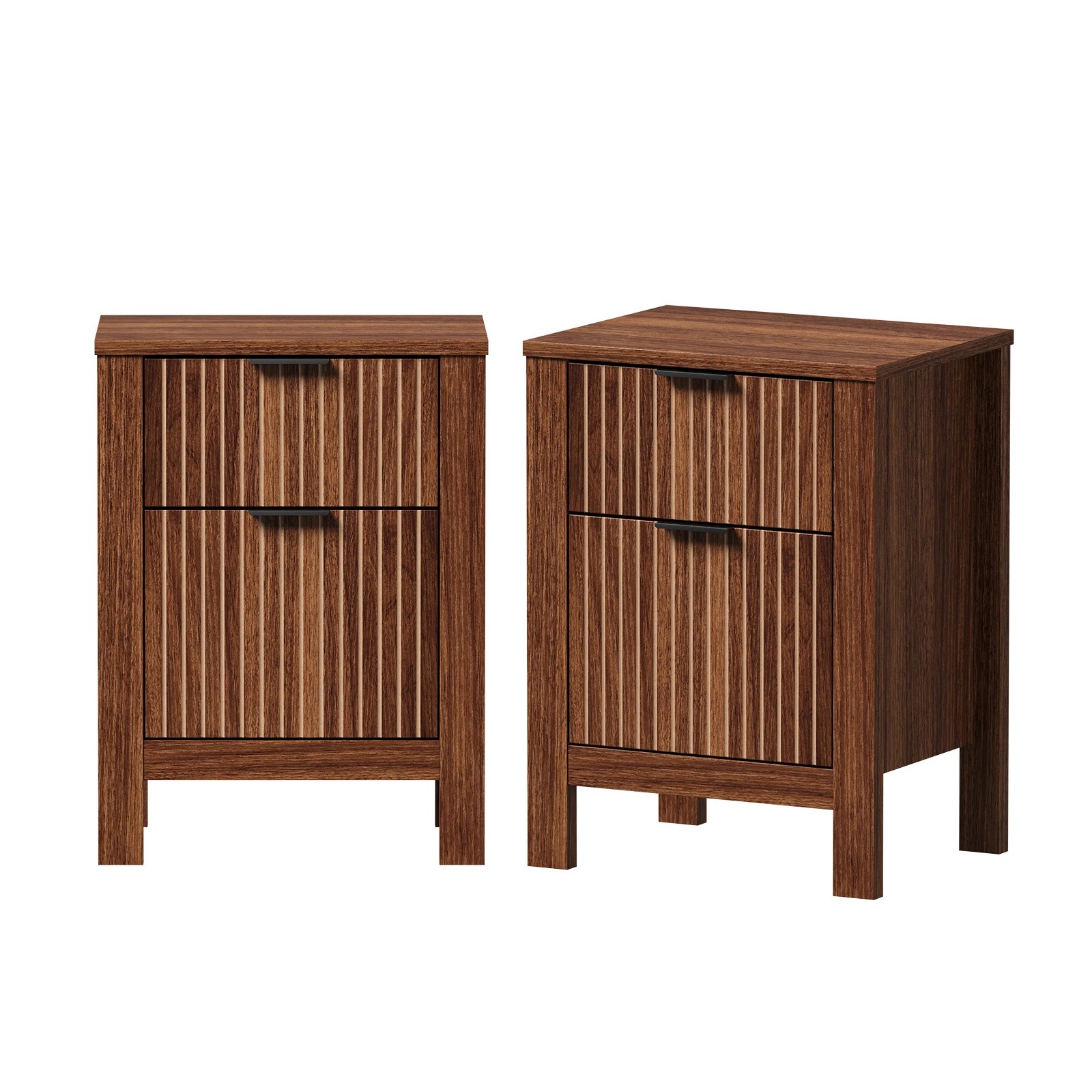 1 Oikiture 2pc Modern Bedside Table Nightstand Drawer Shelf Door Cabinet - Natural, 1 of 9