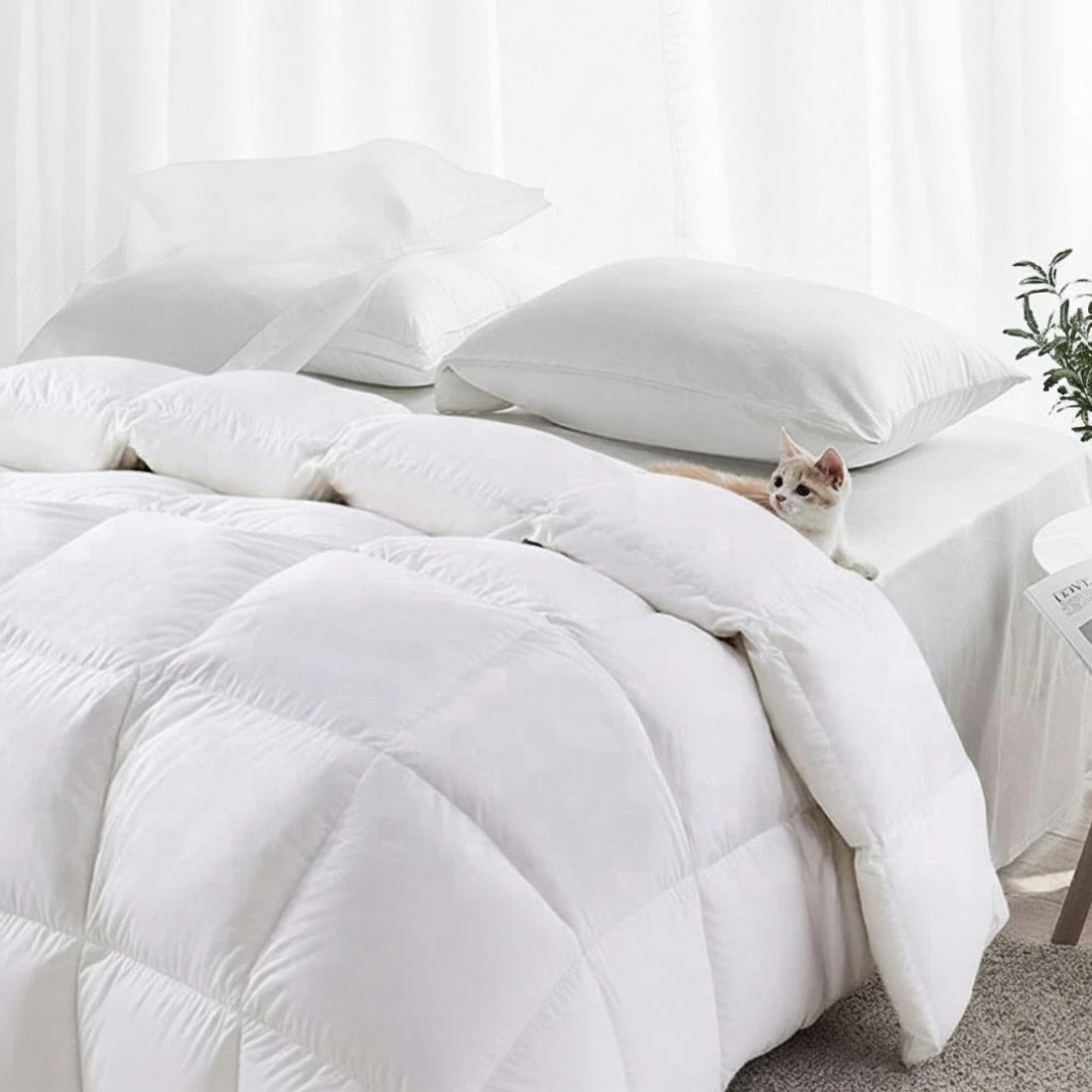 6 Giselle Bedding 700GSM Duck Down Feather Quilt Duvet Doona Winter Blanket Single - Single Bed - White, 6 of 9
