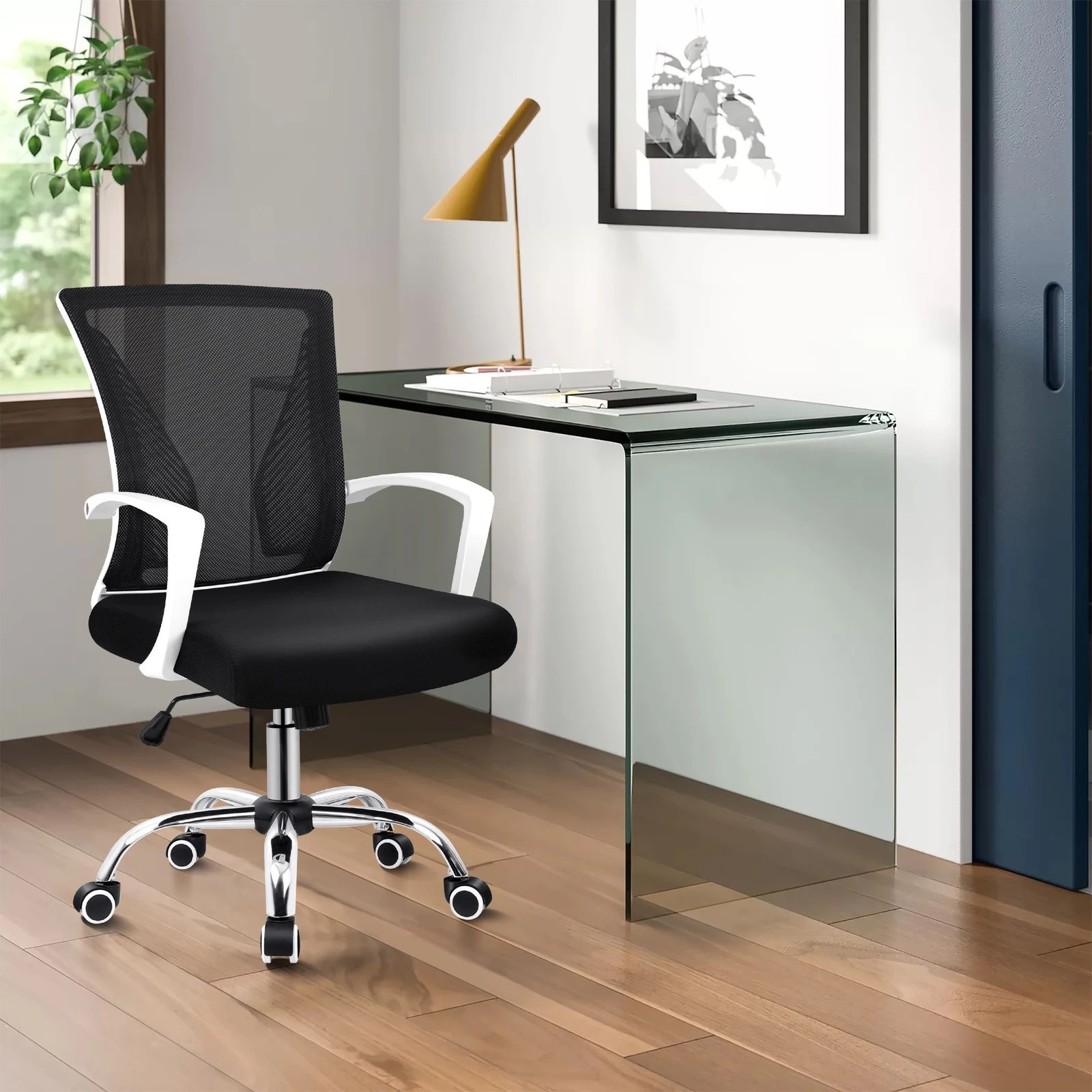 2 Alfordson Mesh Office Chair Executive Fabric Seat Gaming Racing Tilt Computer - Black, 2 of 10