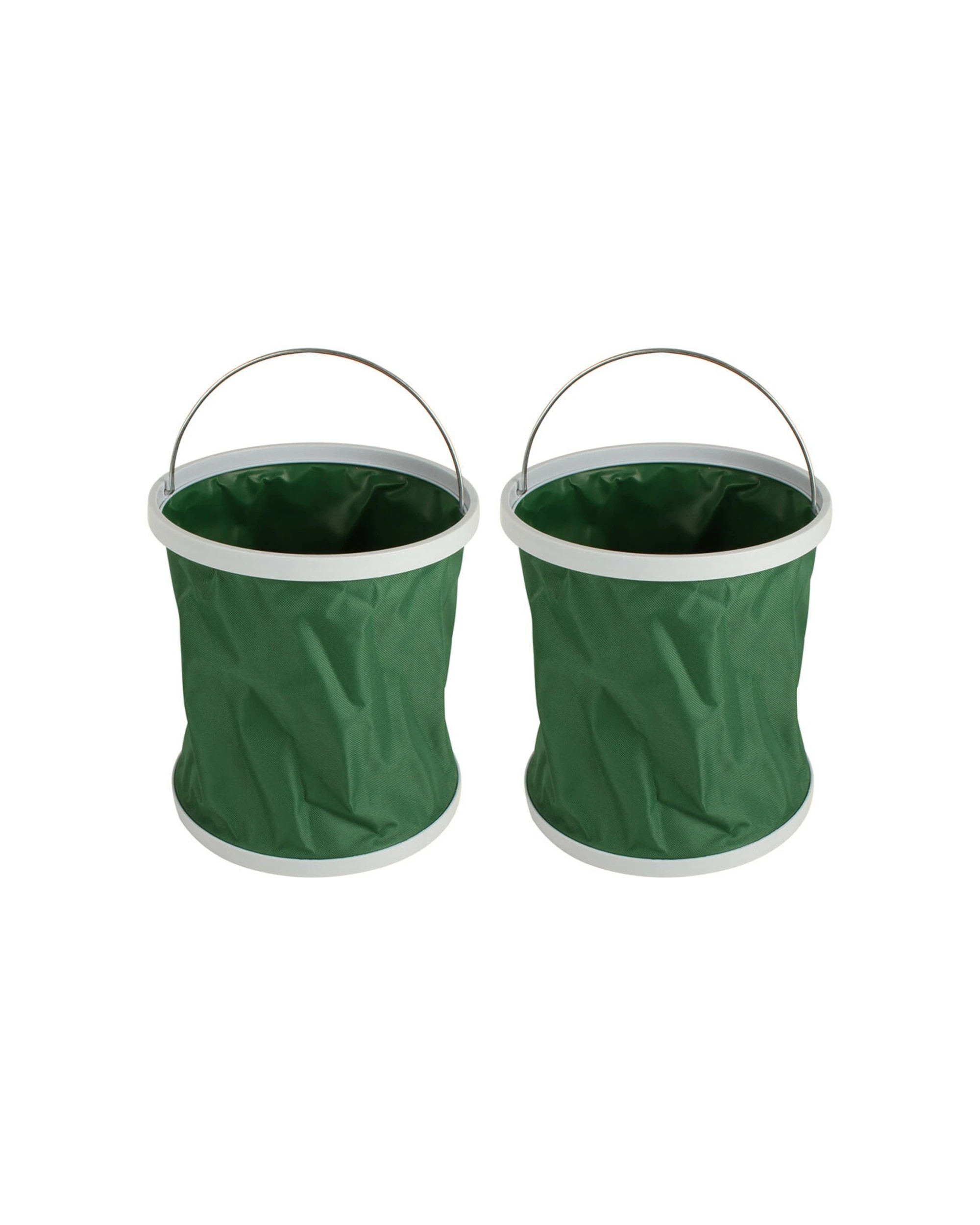 1 Wildtrak Collapsible Foldable 11L Storage Bucket 2 Pack With Carry Handle - Green, 1 of 3