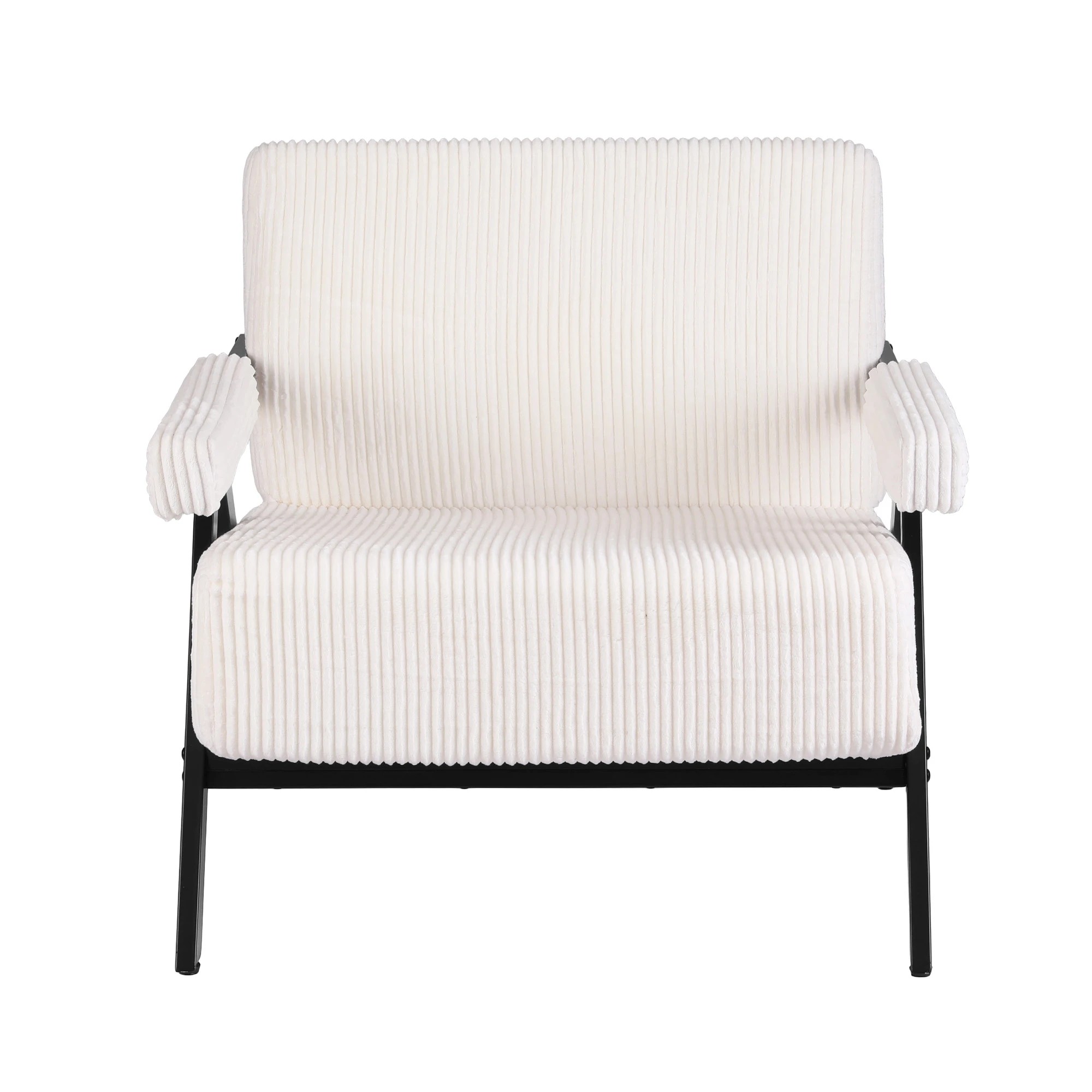 4 Artiss Compressed Armchair White Corduroy Accent Chair for Small Space - White, 4 of 7