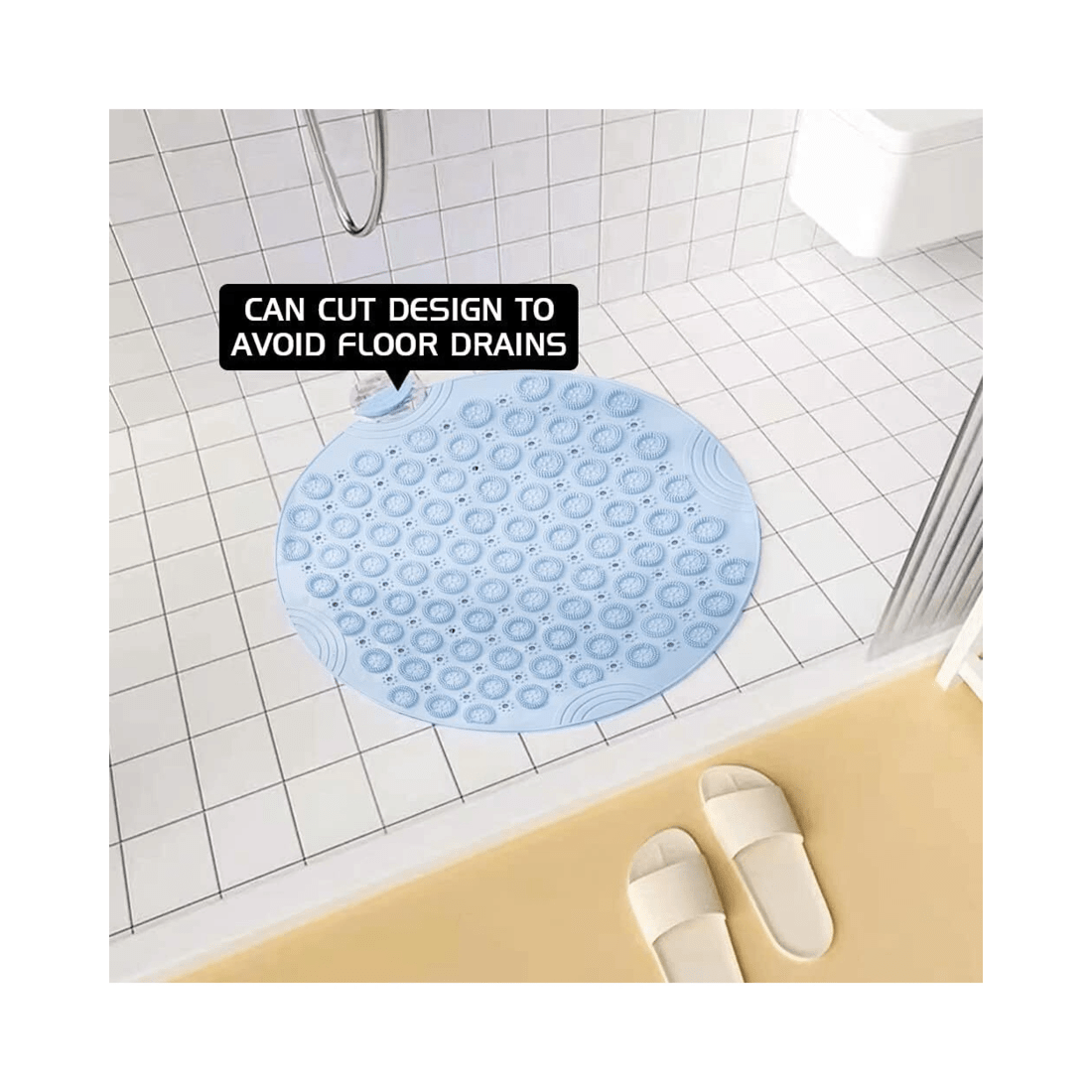 5 BR Home Round Non-Slip Shower Mat with Quick Drain and Massage Features, 5 of 8