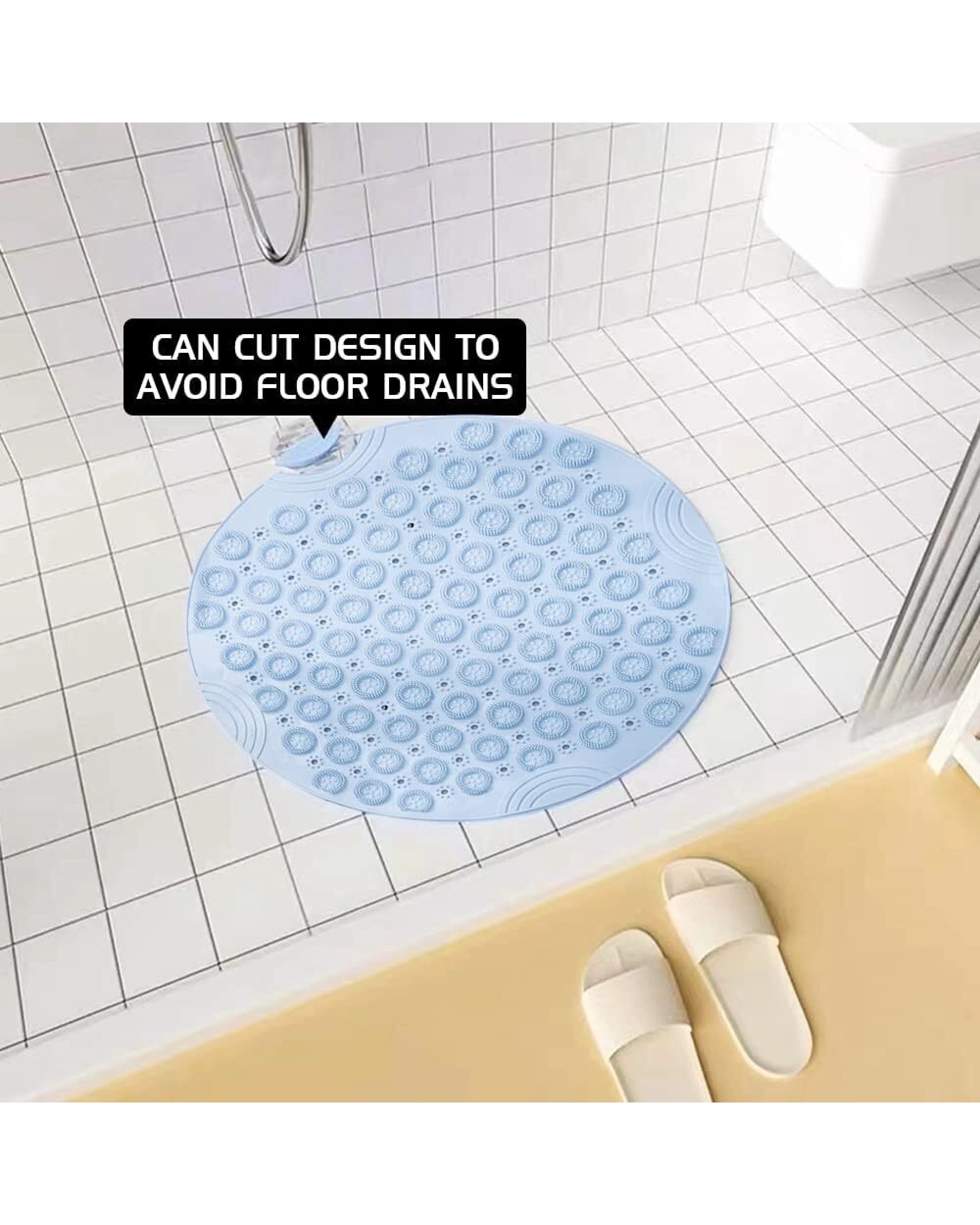 5 BR Home Round Non-Slip Shower Mat with Quick Drain and Massage Features, 5 of 8