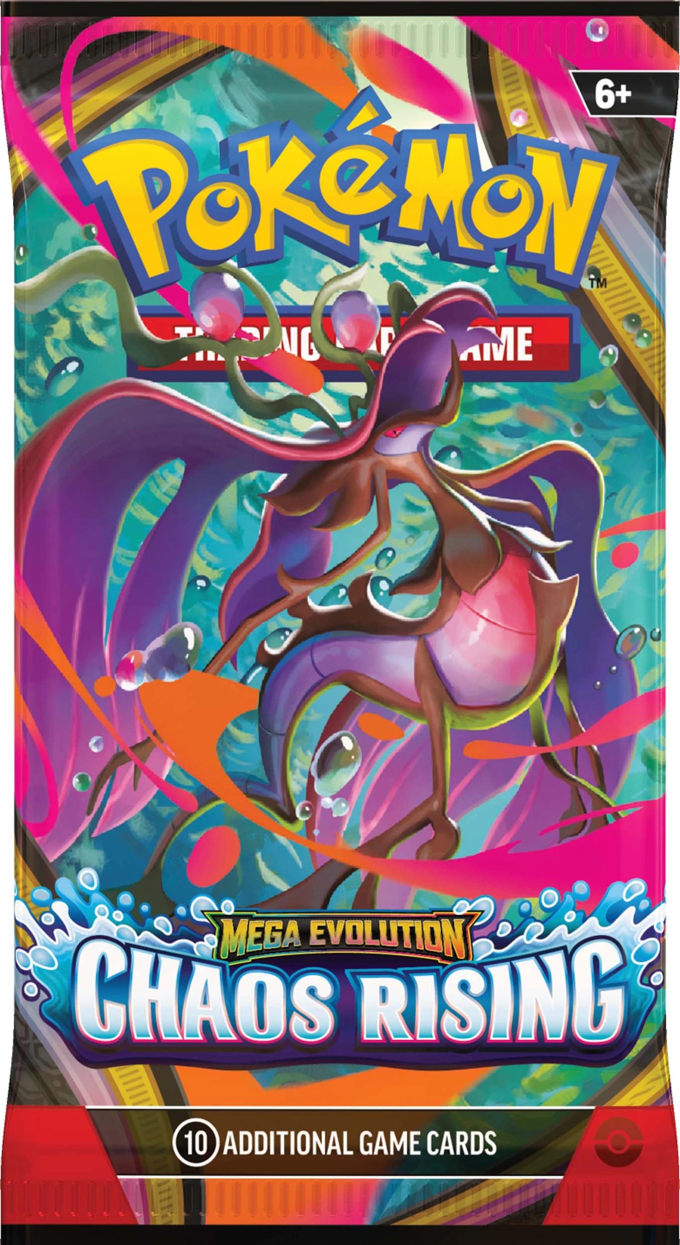6 Pokemon Trading Card Game: Mega Evolution Chaos Rising Booster - Assorted, 6 of 8