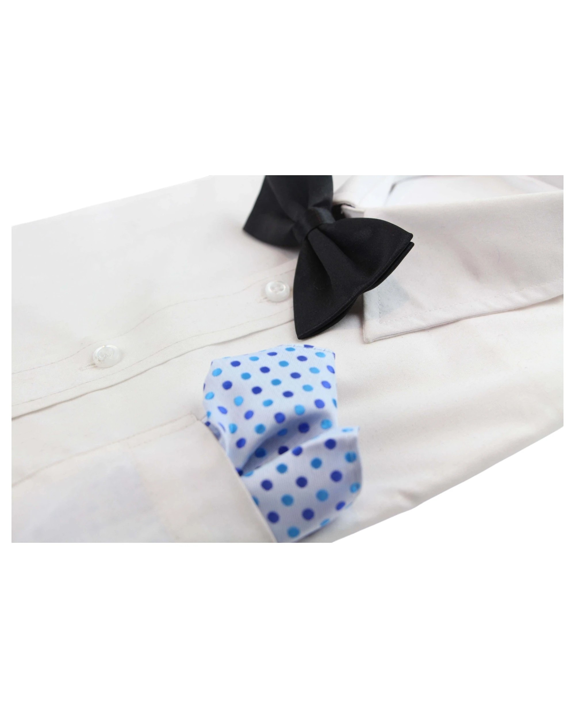 3 Zasel Mens Light Blue & Navy Small Polka Dot Silk Pocket Square - Multi, 3 of 3