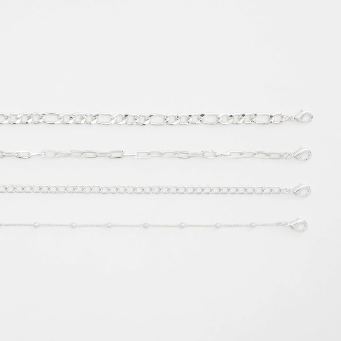 3 5 Pack Chain and Diamante Bracelets - Silver Tone, 3 of 5