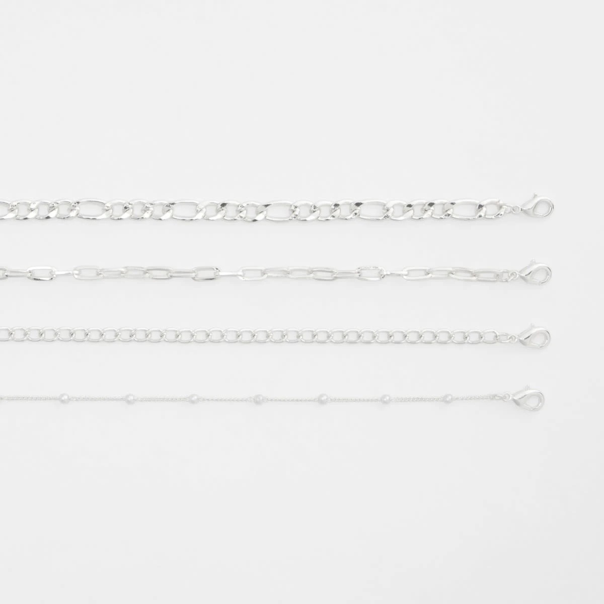 3 5 Pack Chain and Diamante Bracelets - Silver Tone, 3 of 5