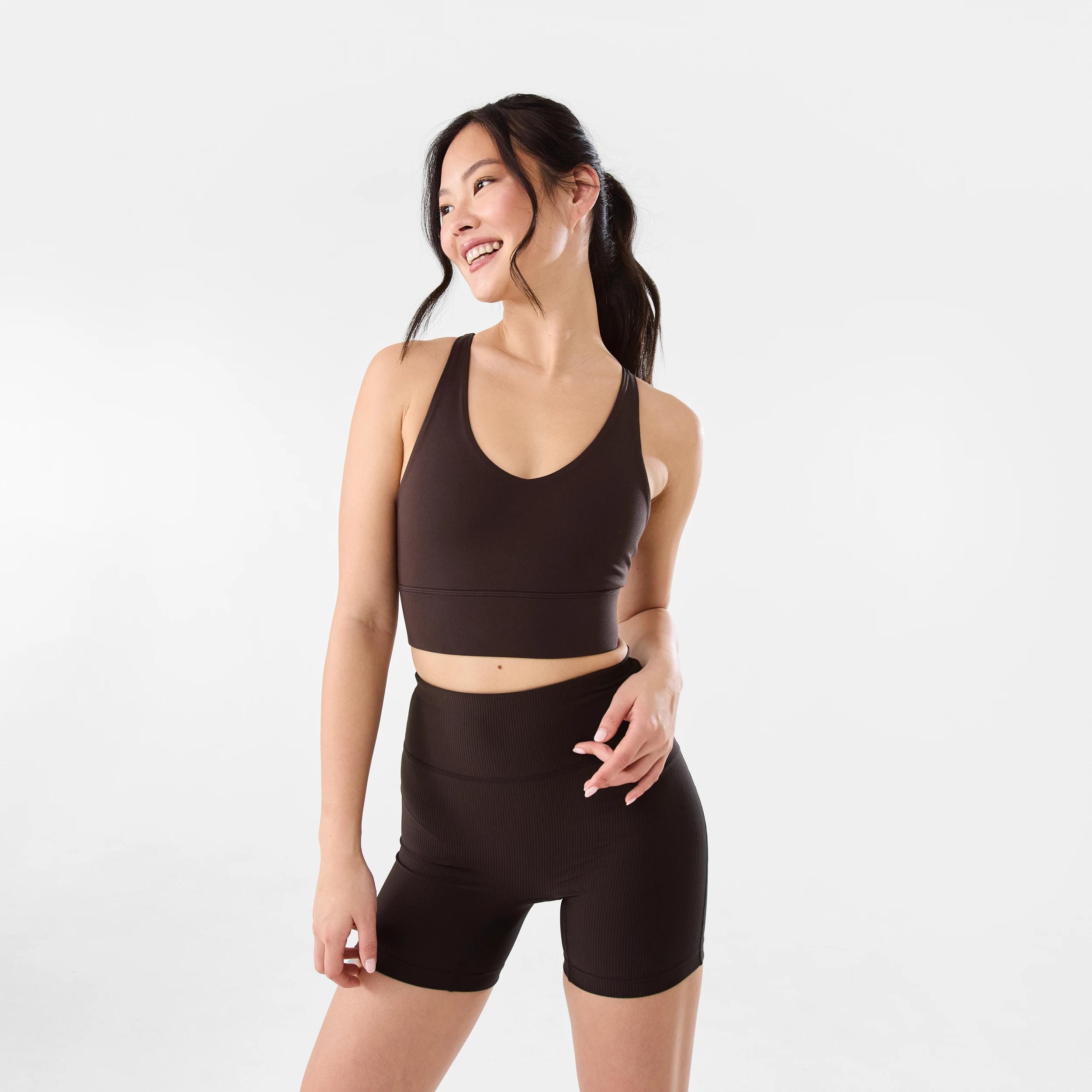 9 Active Womens Ultrasoft Strappy Crop Top TUSCAN BROWN, 9 of 9